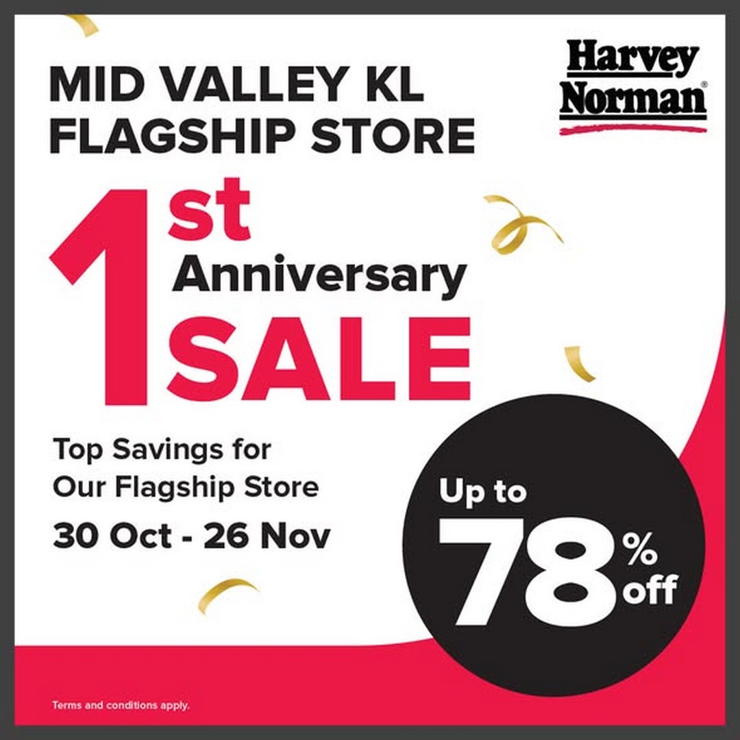 Harvey-Norman-Malaysia-1st-Anniversary-Sale 30 October-26 November 2025: Harvey Norman Malaysia: 1st Anniversary Sale: Huge Discounts Up to 78% Off