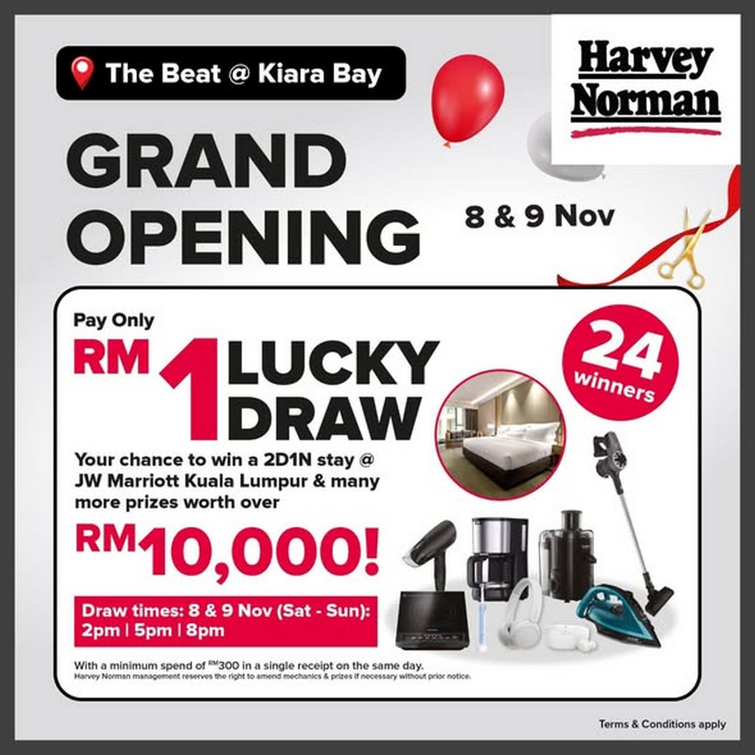 Harvey-Norman-Malaysia-Grand-Opening-Celebration-1 7–9 November 2025: Harvey Norman Malaysia Grand Opening Celebration at The Beat @ Kiara Bay – Exclusive Deals, Lucky Draws, and Family Fun Weekend Promotion