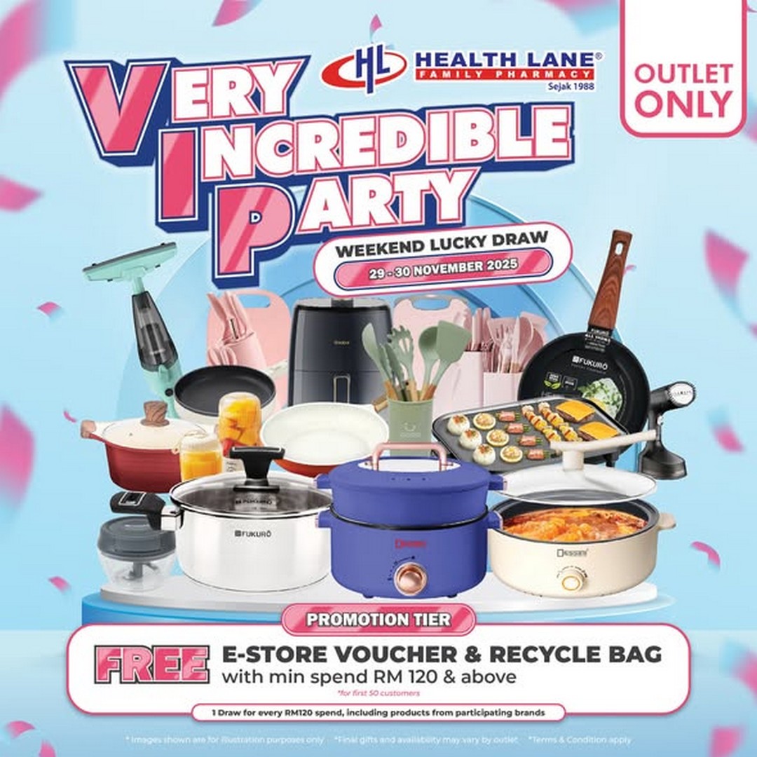 Health-Lane-Family-Pharmacy-Malaysia-VIP-Reward-Days-Very-Incredible-1 27–30 November 2025: Health Lane Family Pharmacy Malaysia: VIP Reward Days Very Incredible Party Sale (Up to 70% OFF, Buy 1 Free 1, Freebies & Lucky Draw) – Health & Wellness Promotion