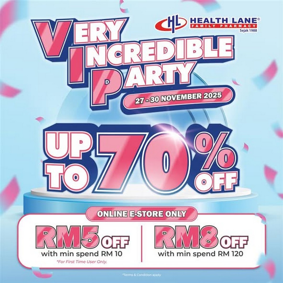 Health-Lane-Family-Pharmacy-Malaysia-VIP-Reward-Days-Very-Incredible 27–30 November 2025: Health Lane Family Pharmacy Malaysia: VIP Reward Days Very Incredible Party Sale (Up to 70% OFF, Buy 1 Free 1, Freebies & Lucky Draw) – Health & Wellness Promotion