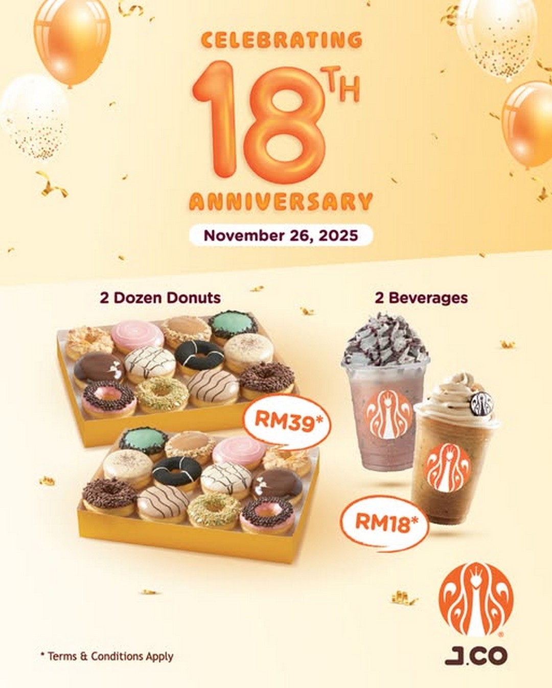 J.CO-Donuts-Coffee-Malaysia-Anniversary-Promotion 26 November 2025: J.CO Donuts & Coffee Malaysia, Anniversary Promotion, 2 Dozens Donuts & Beverage Deal