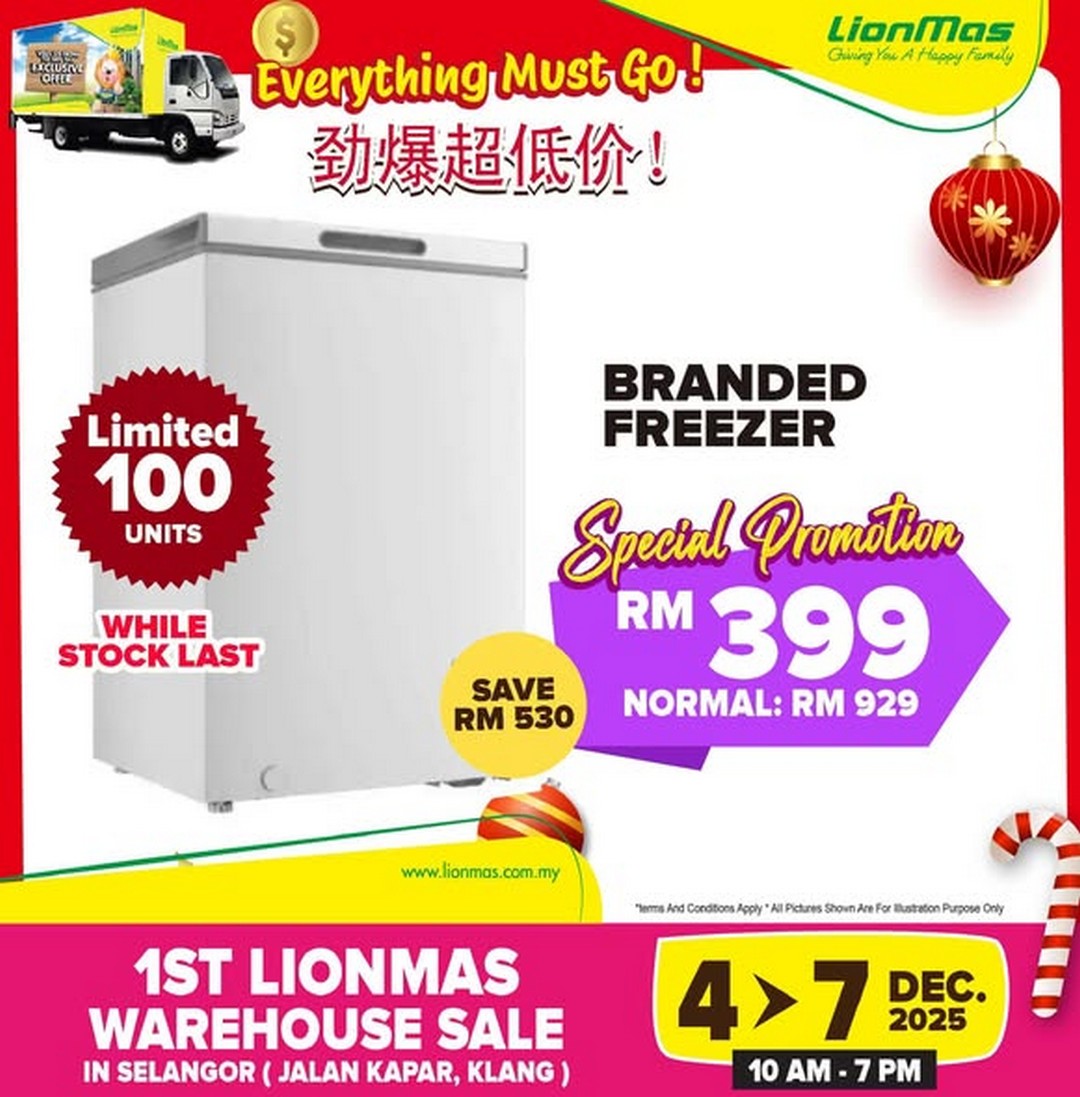 Lionmas-Furnishers-HQ-Klang-Warehouse-Sale-1 4-7 December 2025: Lionmas Furnishers HQ: Klang Warehouse Sale – Unbeatable Discounts on Appliances, Furniture & Household Goods