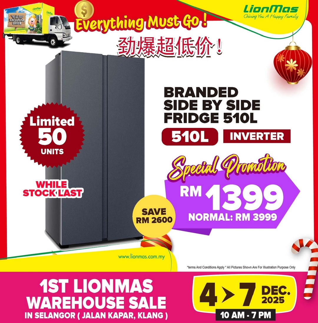 Lionmas-Furnishers-HQ-Klang-Warehouse-Sale-3 4-7 December 2025: Lionmas Furnishers HQ: Klang Warehouse Sale – Unbeatable Discounts on Appliances, Furniture & Household Goods