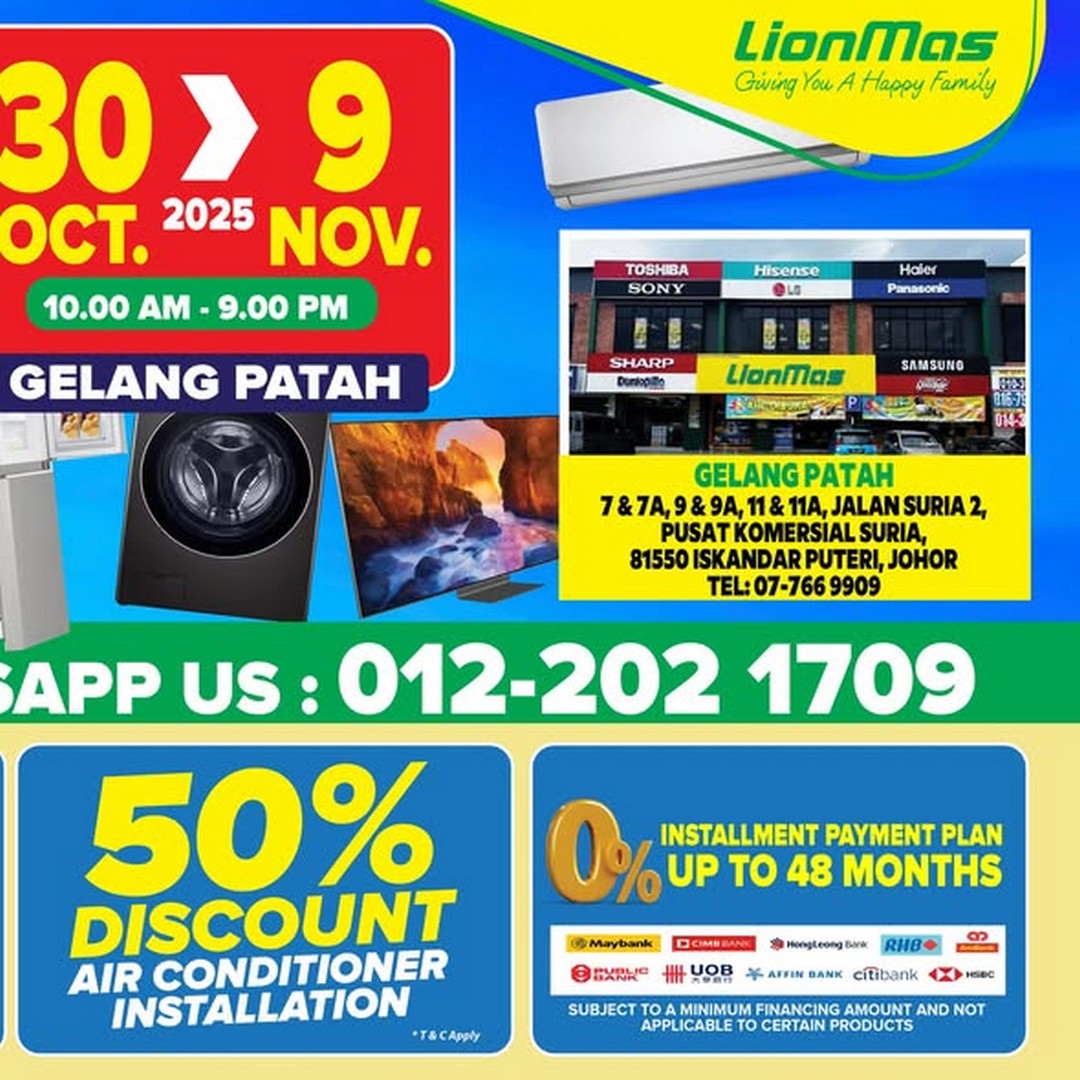 Lionmas-Furnishers-Malaysia-Year-End-Clearance-Sale-1 30 October – 9 November 2025: Lionmas Furnishers Malaysia Year-End Clearance Sale with Up to 80% OFF on Electrical and Home Appliances