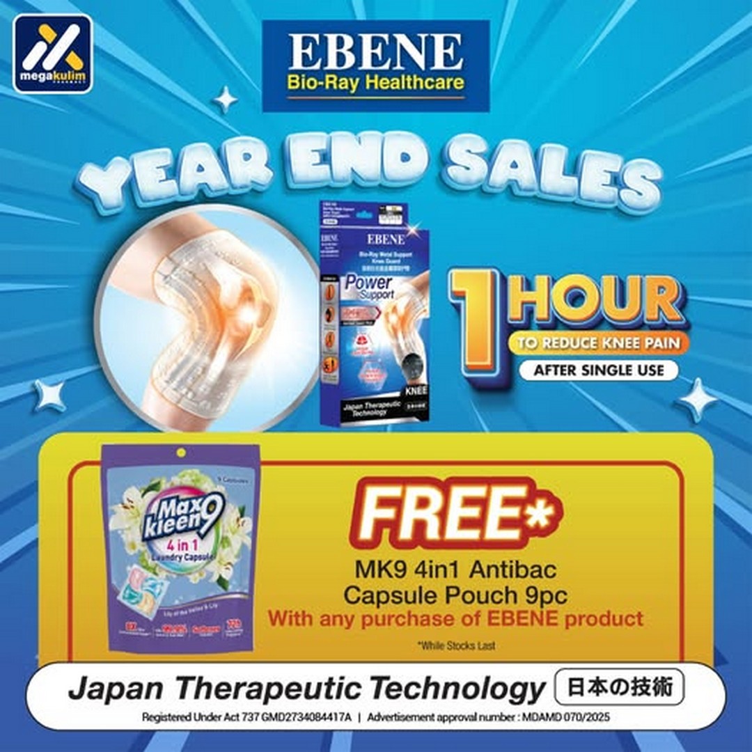 Mega-Kulim-Pharmacy-Ebene-Bio-Ray-Knee-Guard-Free 1 November–31 December 2025: Mega Kulim Pharmacy: Ebene Bio-Ray Knee Guard & Free Gift Promo