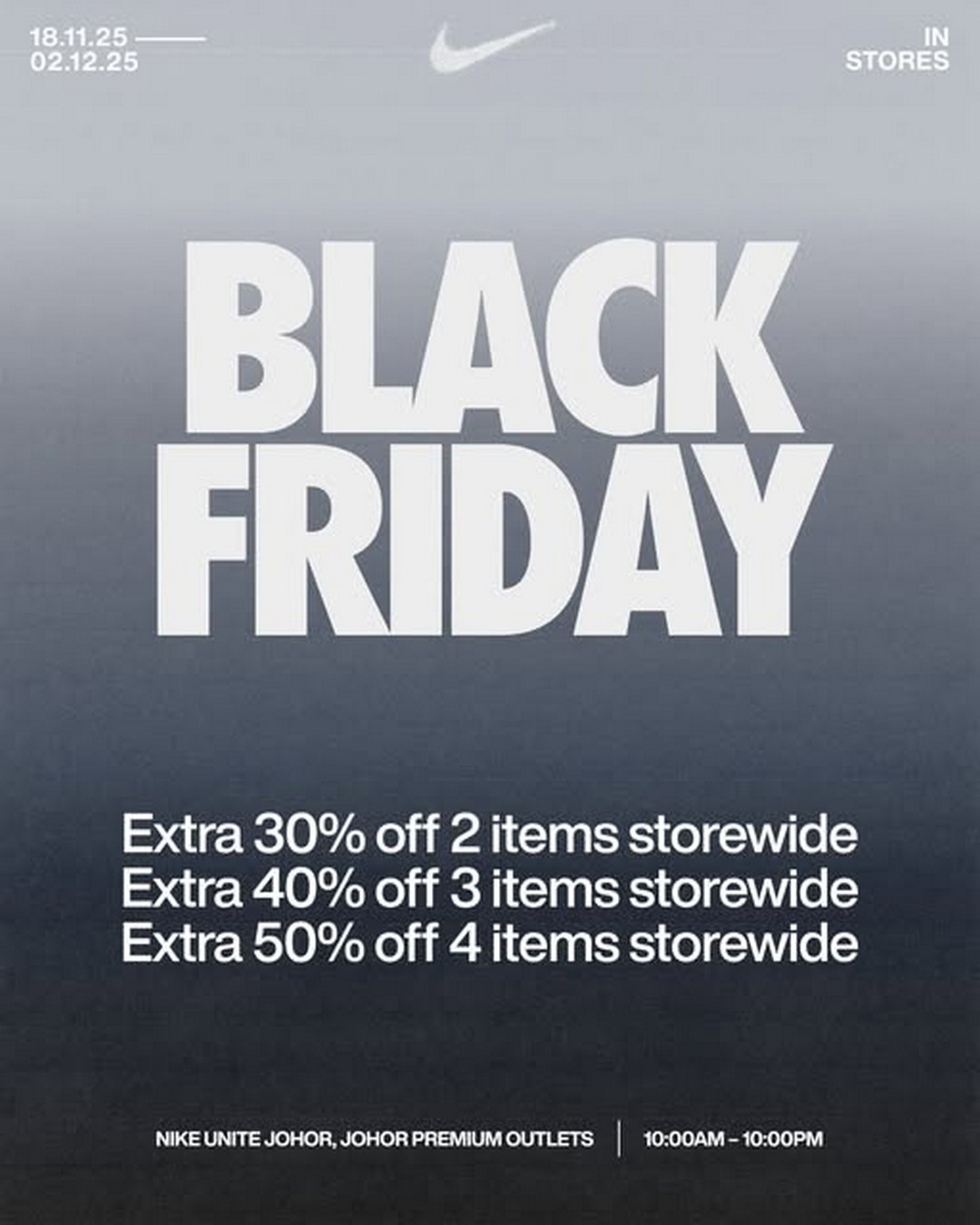 Nike-Unite-Johor-Special-Sale 18 November-2 December 2025: Nike Unite Johor: Special Sale with Up to 50% Off Selected Items