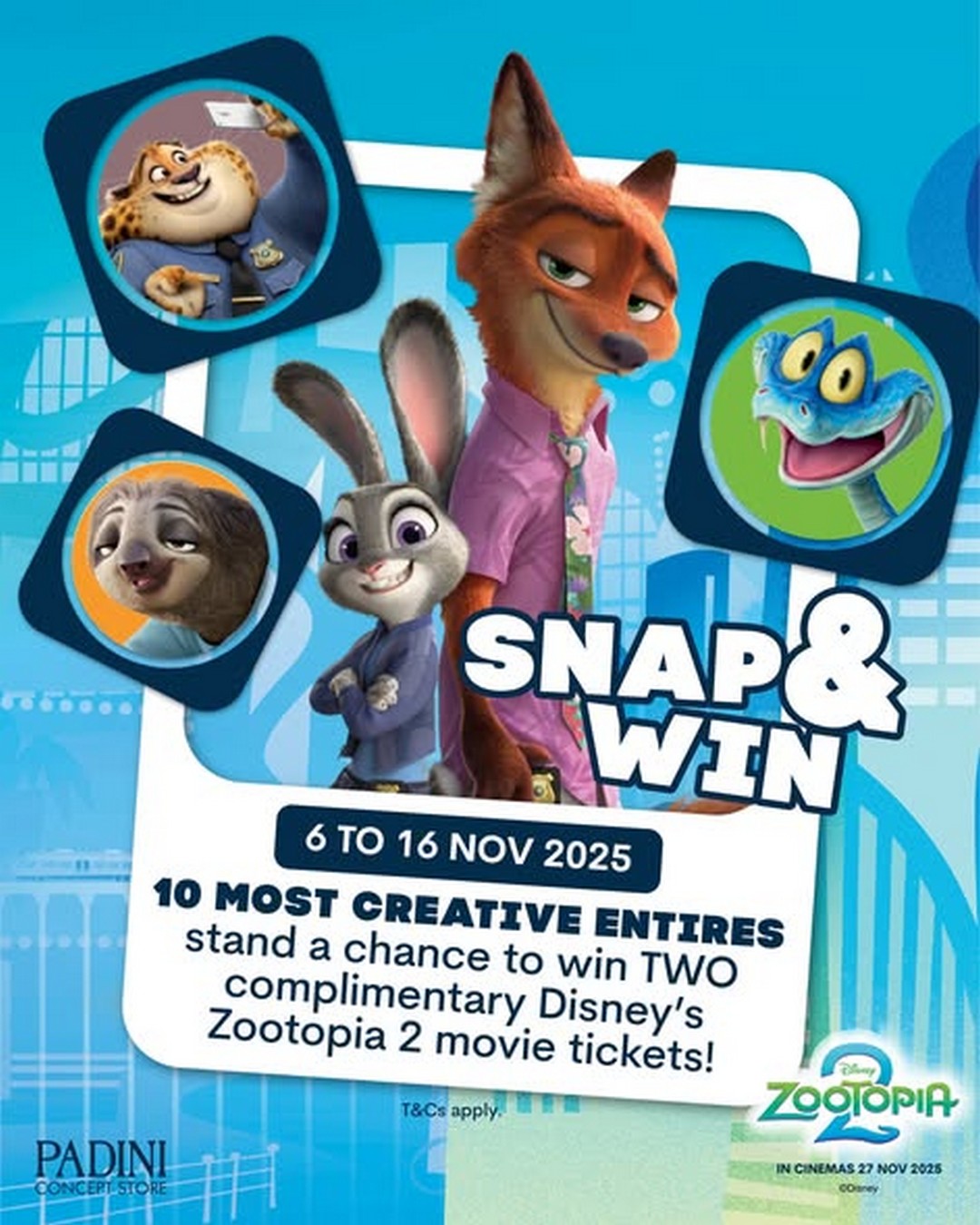 Padini-Holdings-Zootopia-2-Snap-Win-Contest 6–16 November 2025: Padini Holdings: Zootopia 2 Snap & Win Contest – Win Complimentary Movie Tickets | Fashion & Fun Promotion