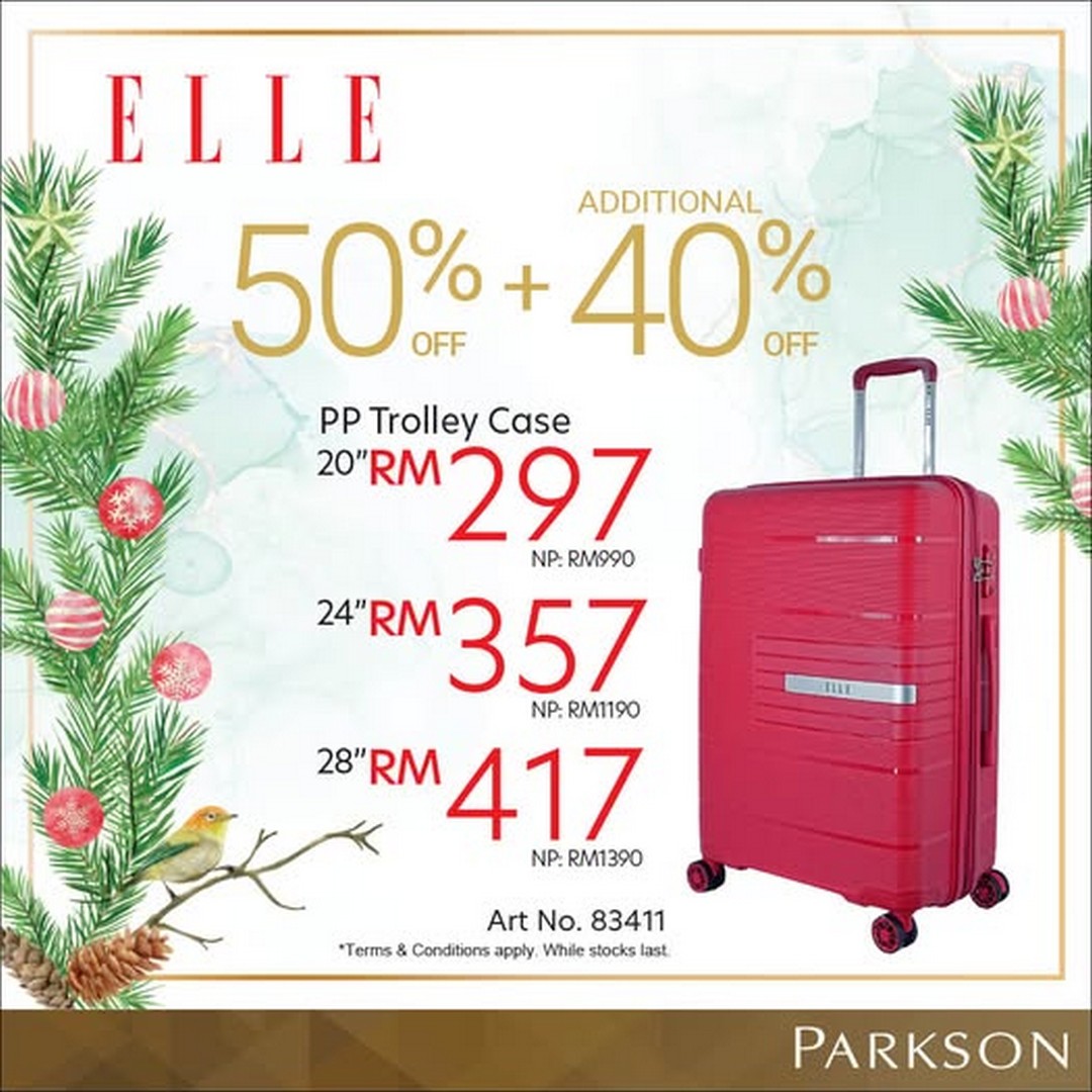 Parkson-Malaysia-ELLE-Luggage-Christmas-Promotion Now till 31 December 2025: Parkson Malaysia: ELLE Luggage Christmas Promotion: Up to 50% + Extra 40% Off