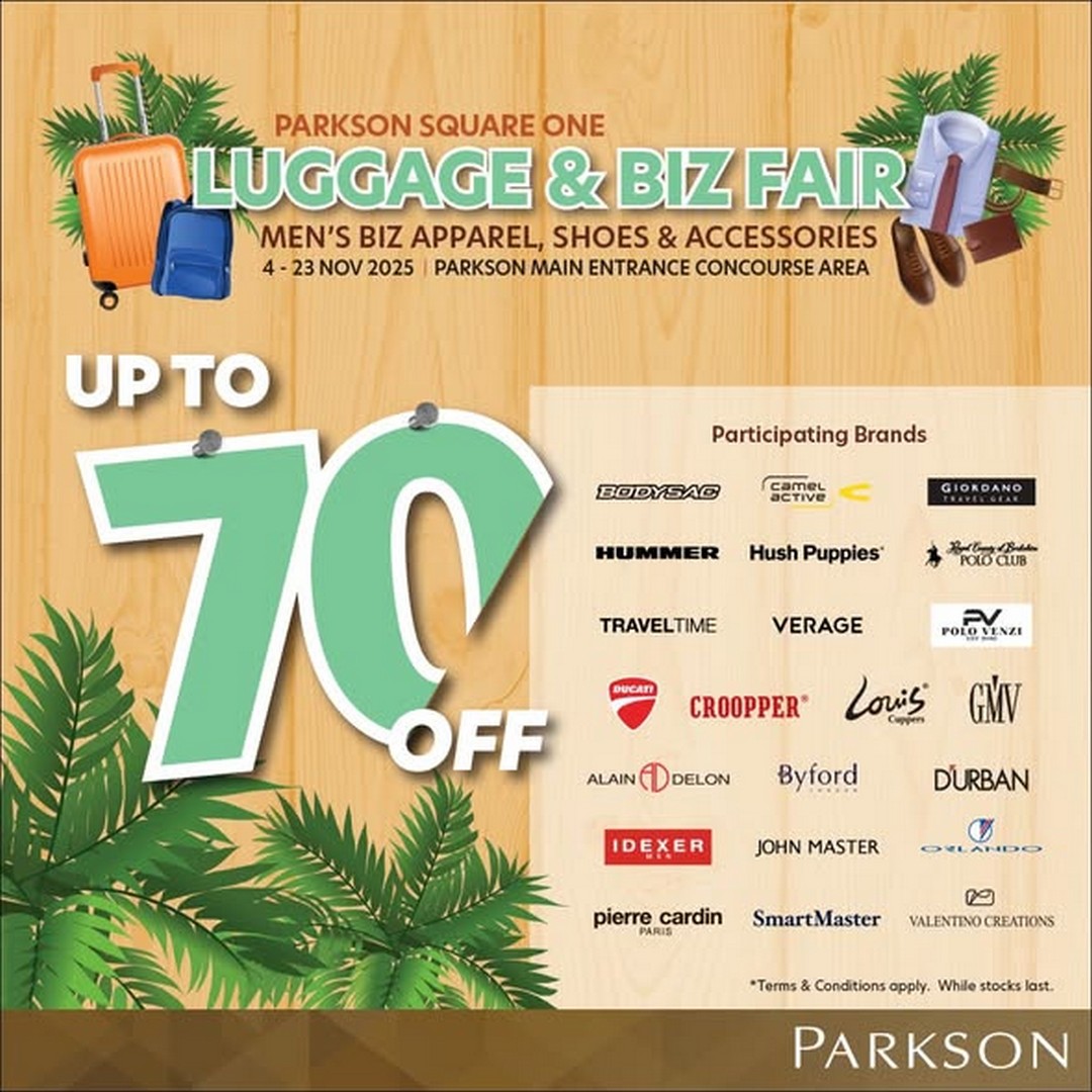 Parkson-Malaysia-Luggage-Mens-Biz-Apparel-Shoes-Accessories-Sale 4–23 November 2025: Parkson Malaysia Luggage, Men’s Biz Apparel, Shoes & Accessories Sale at Parkson Square One