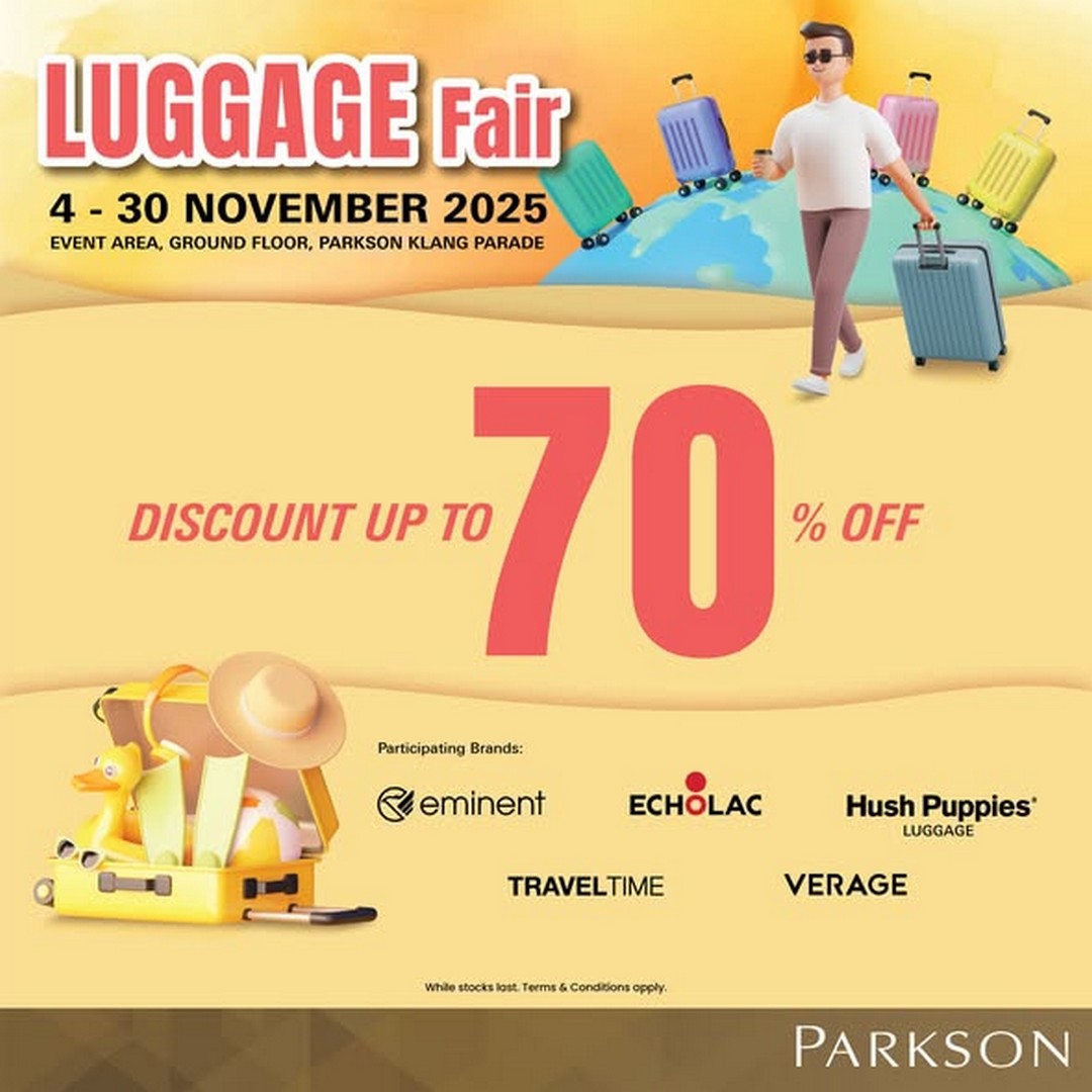 Parkson-Malaysia-Up-to-70-OFF-Luggage 4–30 November 2025: Parkson Malaysia: Up to 70% OFF Luggage + FREE Gift with Purchase