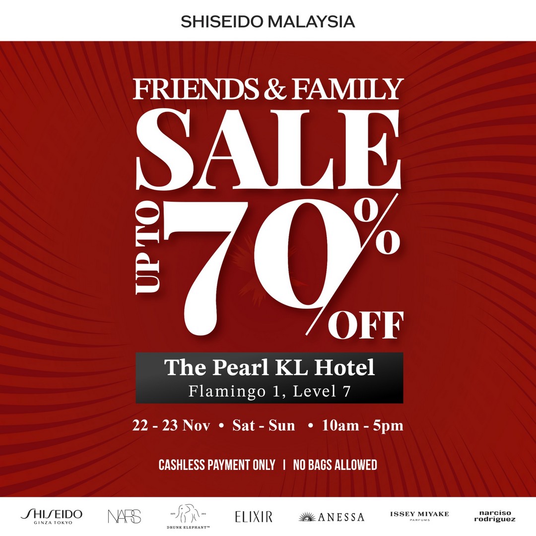 SHISEIDO-Group-Malaysia-Friends-Family-Sale 22–23 November 2025: SHISEIDO Group Malaysia Friends & Family Sale: Beauty Essentials Up to 70% OFF Promotion at The Pearl KL Hotel