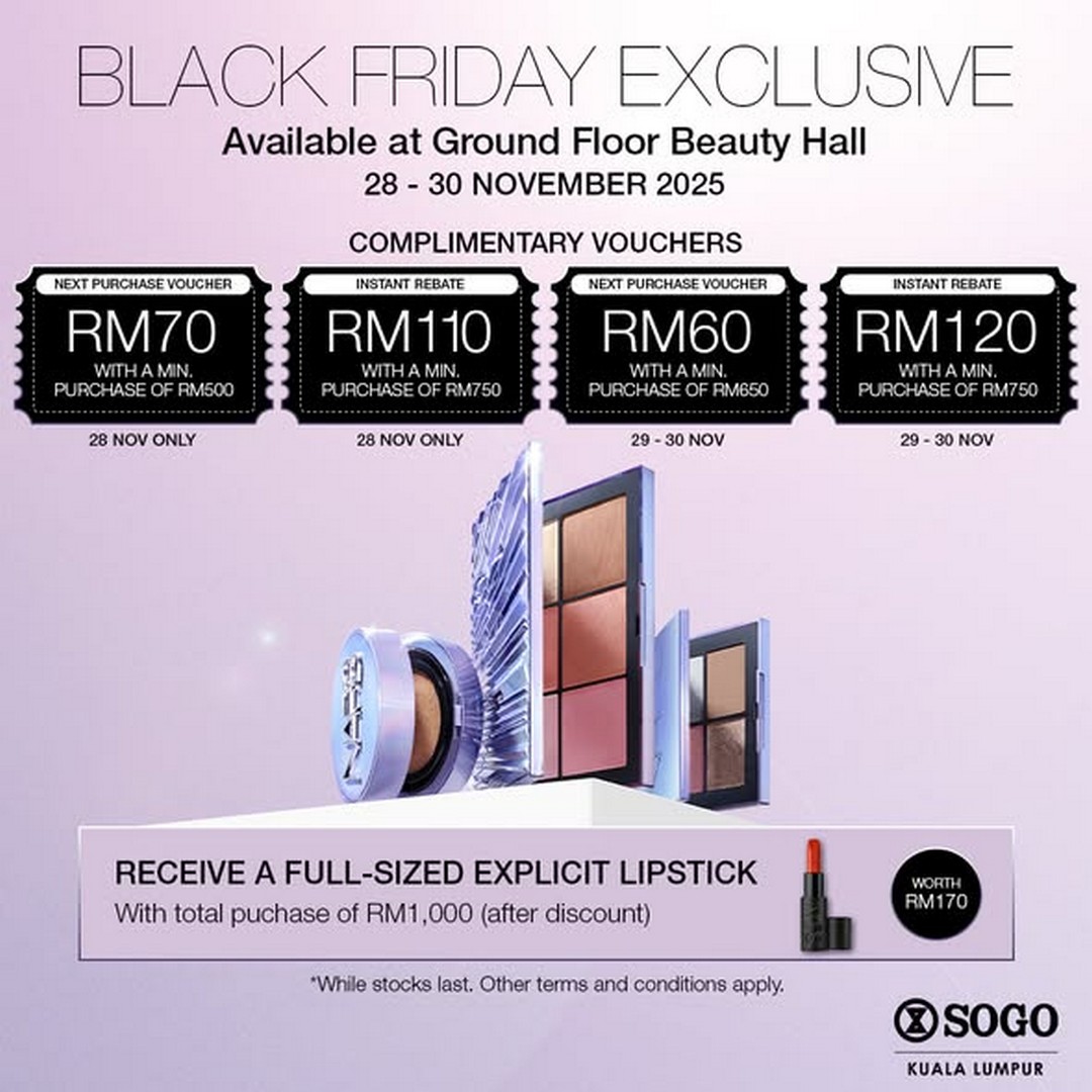 SOGO-Malaysia-Black-Friday-Beauty-Fragrance-Sale 28-30 November 2025: SOGO Malaysia: Black Friday Beauty & Fragrance Sale: Exclusive Discounts on NARS, Mercedes-Benz, Police and More