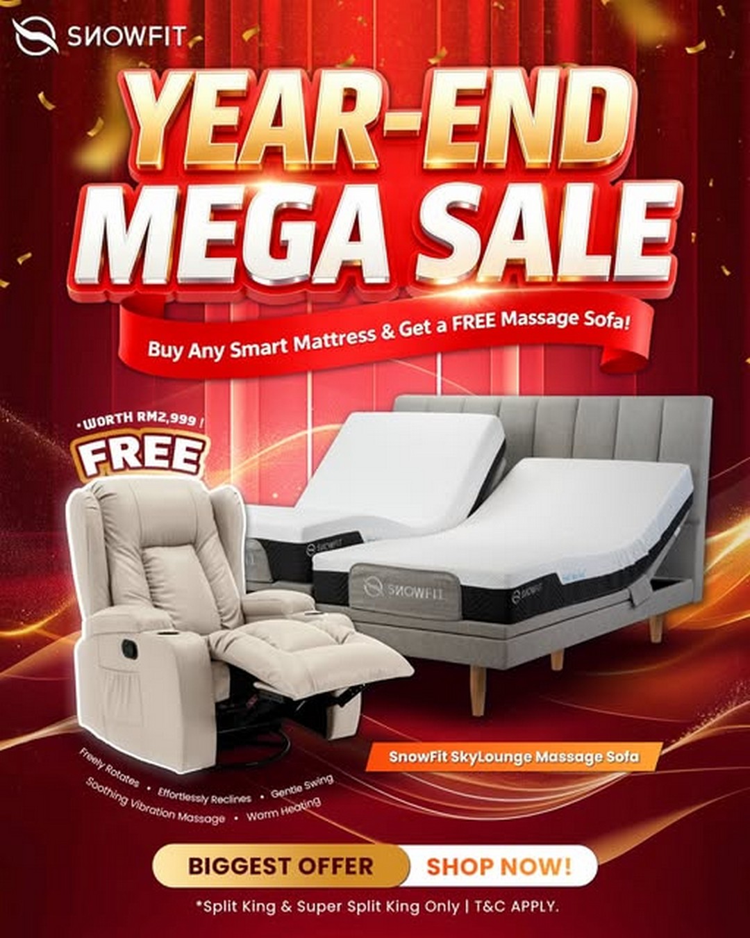 SnowFit-Malaysia-Year-End-Mega-Sale 4 November 2025 onwards: SnowFit Malaysia Year-End Mega Sale: Buy Smart Bed and Receive Free Massage Sofa Promotion