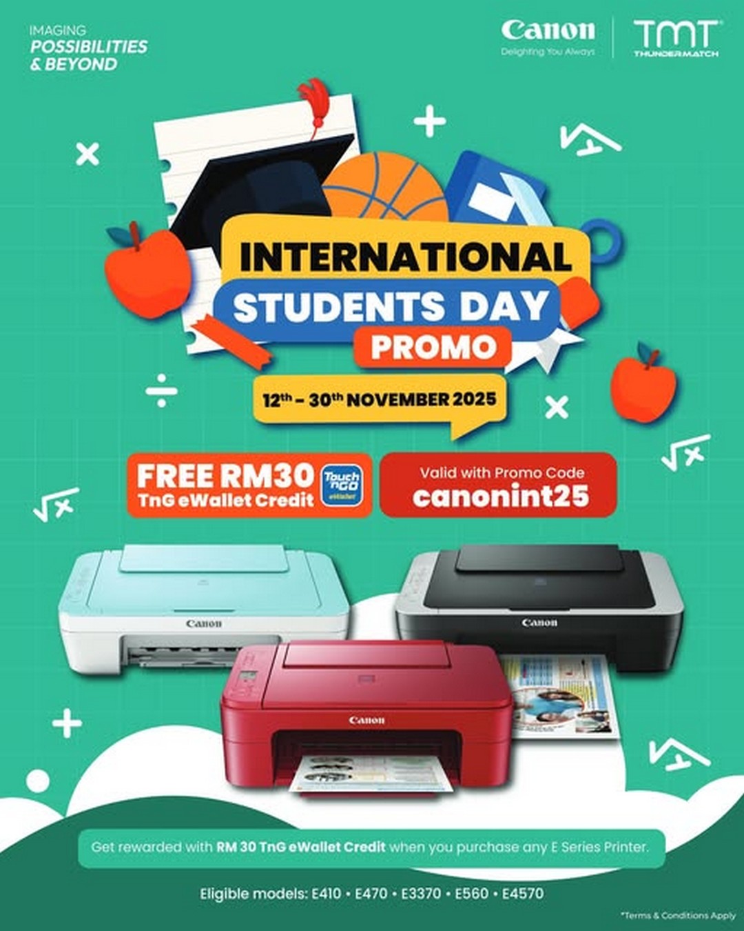 TMT-Malaysia-with-Canon-E-Series-Printers-Promotion 12-30 November 2025: TMT Malaysia with Canon E Series Printers Promotion, International Students Day Reward Campaign Offering RM30 TnG eWallet Credit, In-Store and Online Redemption Details