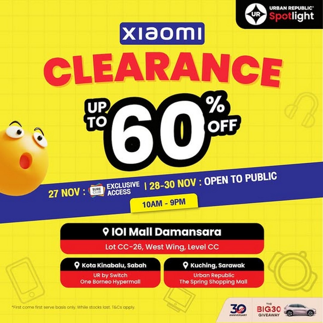 Urban-Republic-Xiaomi-Clearance-Sale 28-30 November 2025: Urban Republic Xiaomi Clearance Sale: Up to 60% OFF Demo & Sealed Devices