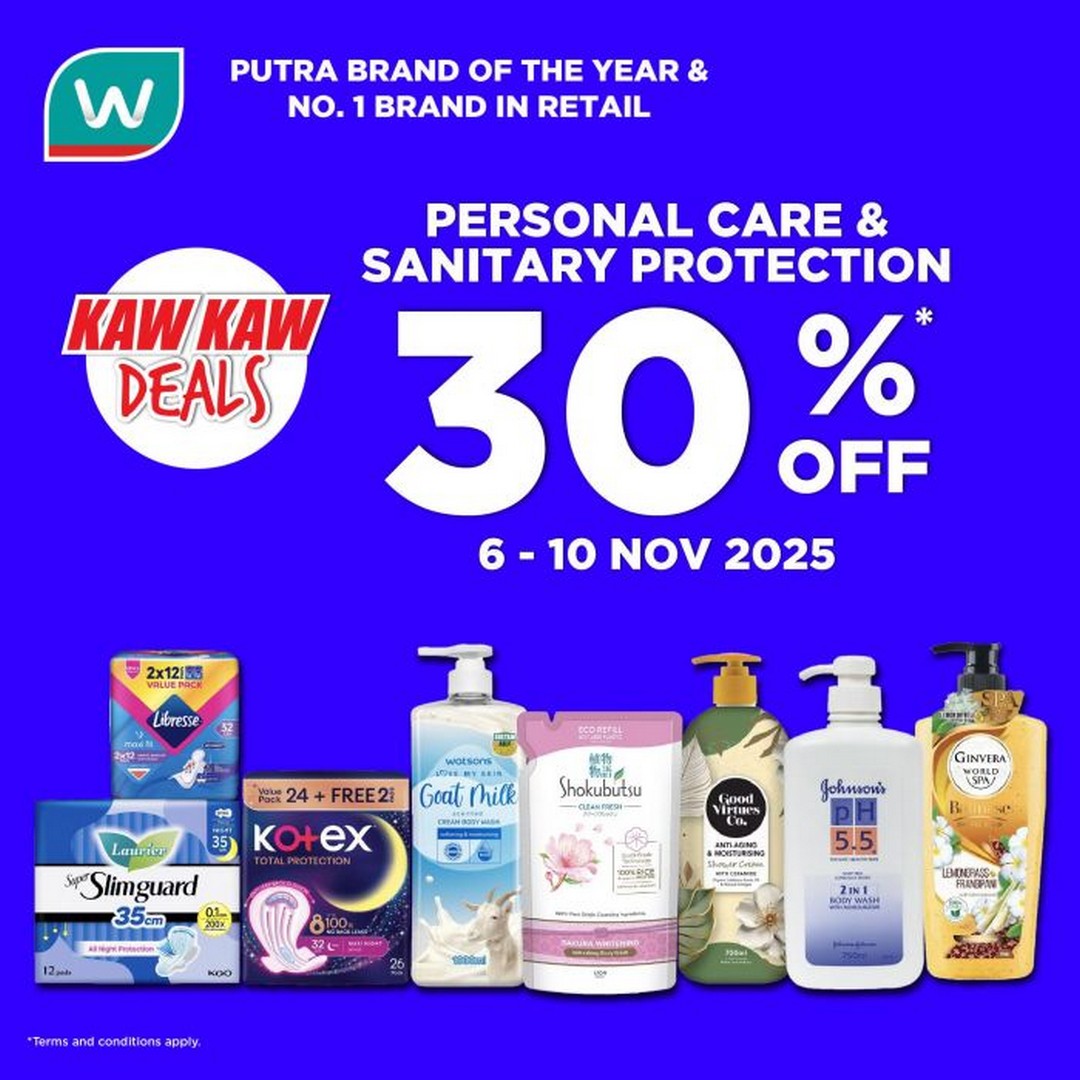 Watsons-Malaysia-Kaw-Kaw-Deals-on-Personal-Care-Sanitary-Protection 6–10 November 2025: Watsons Malaysia: Kaw Kaw Deals on Personal Care & Sanitary Protection Promotion