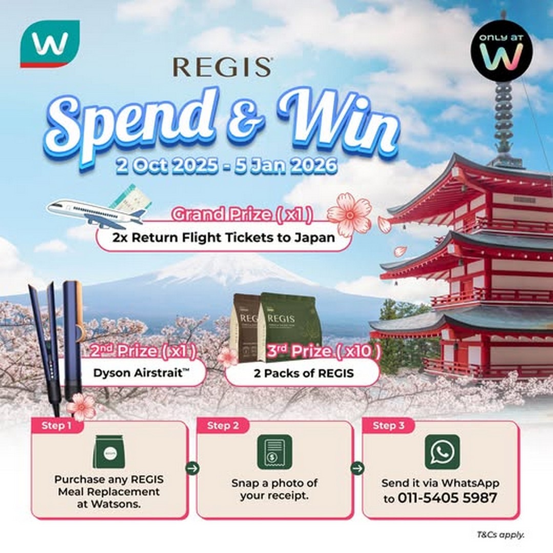 Watsons-Malaysia-–-Win-a-Trip-to-Japan-with-REGIS-Meal 2 October 2025–5 January 2026: Watsons Malaysia – Win a Trip to Japan with REGIS Meal Replacement Contest