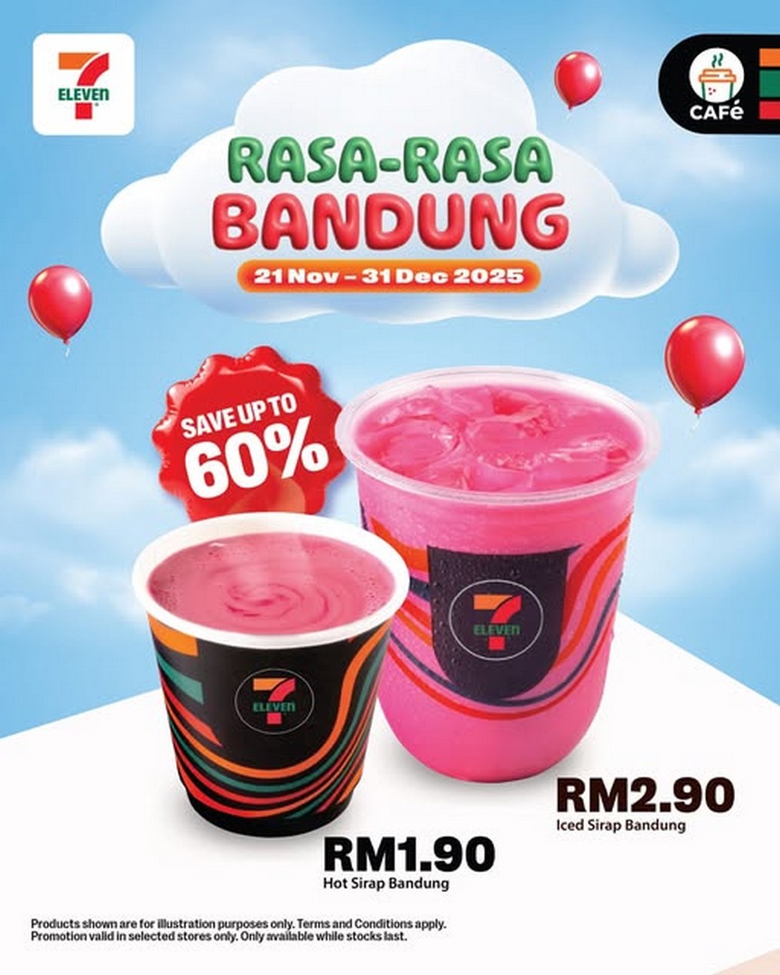7-Eleven-Malaysia-Sirap-Bandung-Drink-Promotion 21 November-31 December 2025: 7-Eleven Malaysia: Sirap Bandung Drink Promotion, Up to 60 Percent Off Café by 7-Eleven Pink Drink Treat