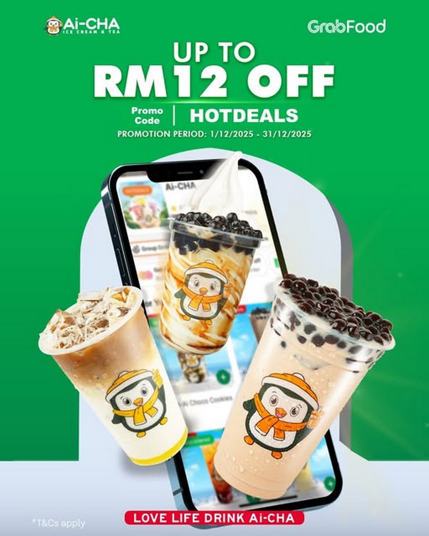 Ai-CHA-Malaysia-Hot-Deals-on-Drinks-via-GrabFood 1-31 December 2025: Ai-CHA Malaysia: Hot Deals on Drinks via GrabFood: Promotion with Up to RM12 Off