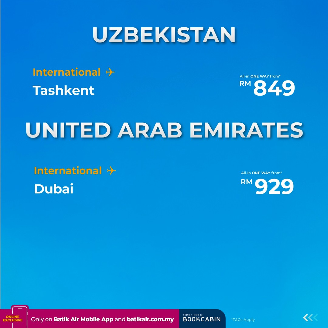 Batik-Air-Malaysia-Year-End-Sale-Domestic-Flights-from-RM69-International-7 9-31 December 2025: Batik Air Malaysia: Year End Sale: Domestic Flights from RM69 & International from RM119