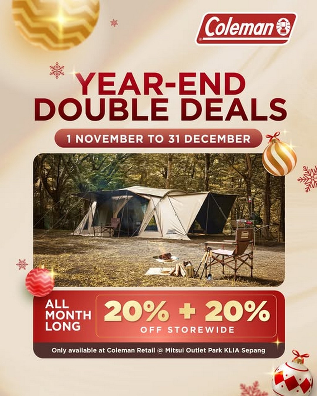 Coleman-Malaysia-Year-End-Double-Deals-Promotion 1 November–31 December 2025: Coleman Malaysia Year-End Double Deals Promotion, Storewide Savings at Mitsui Outlet Park KLIA Sepang