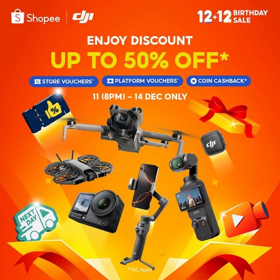 DJI-Malaysia-12.12-Mega-Sale 11-14 December 2025: DJI Malaysia: 12.12 Mega Sale: Up to 50% OFF + Shopee Exclusive Vouchers