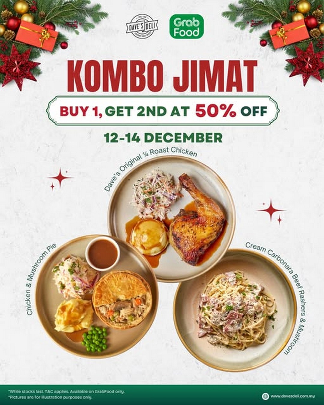 Daves-Deli-Malaysia-GrabFood-Kombo-Jimat-Promotion 12-14 December 2025: Dave's Deli Malaysia: GrabFood Kombo Jimat Promotion – Buy 1 Get 50% Off Second Meal