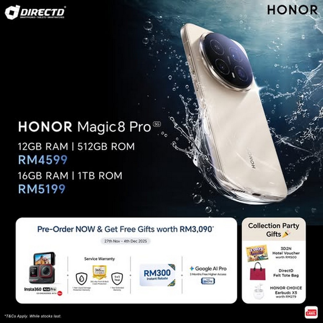 DirectD-HONOR-Magic8-Pro-Launch-Promotion 2 December 2025 onwards: DirectD HONOR Magic8 Pro Launch Promotion with Free Gifts Worth RM3,090 and More at Multiple DirectD Venues Across Malaysia