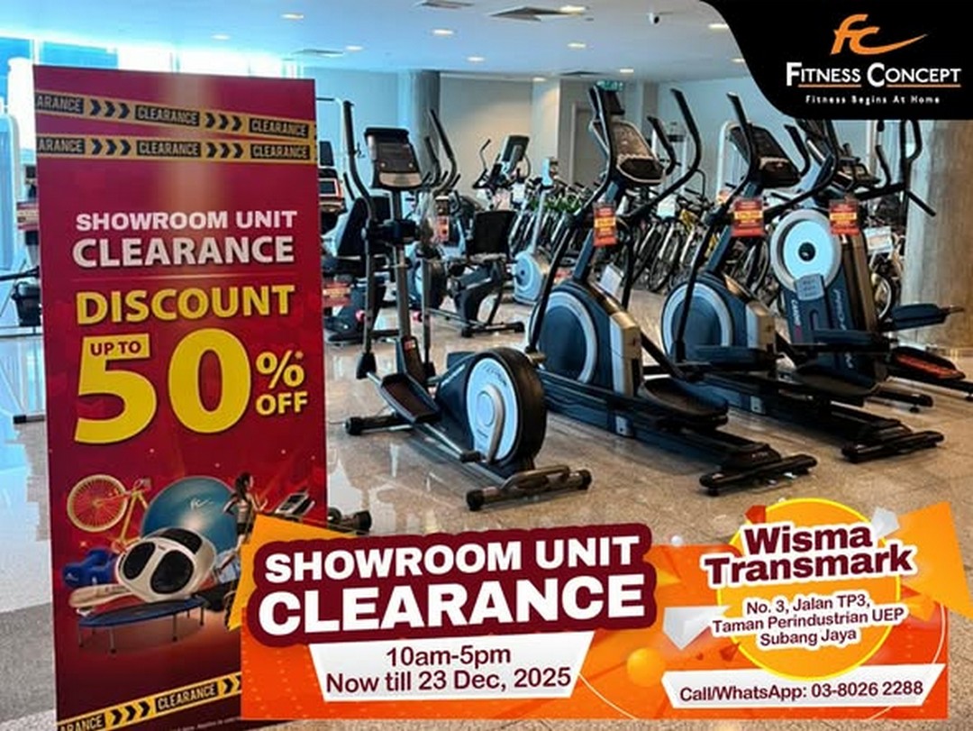 Fitness-Concept-Showroom-Unit-Clearance-at-Wisma-Transmark Now till 23 December 2025: Fitness Concept Showroom Unit Clearance at Wisma Transmark Subang Jaya: Up to 50% OFF Fitness Equipment Sale, 10am–5pm, Wisma Transmark Subang Jaya