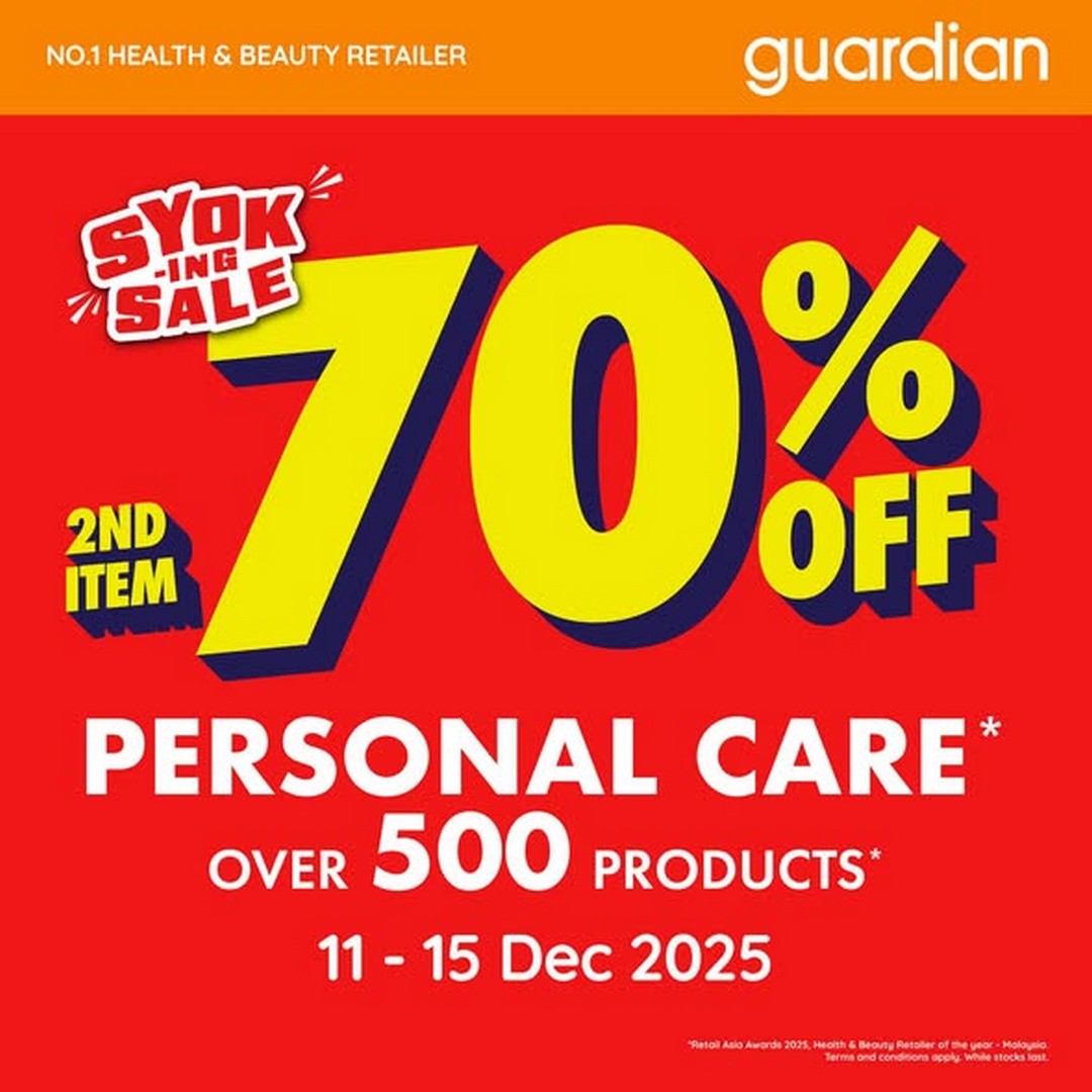 Guardian-Malaysia-Personal-Care-Promotion 11–15 December 2025: Guardian Malaysia Personal Care Promotion – 70% OFF 2nd Item + FREE RM10 Coupon | Year-End Savings Sale