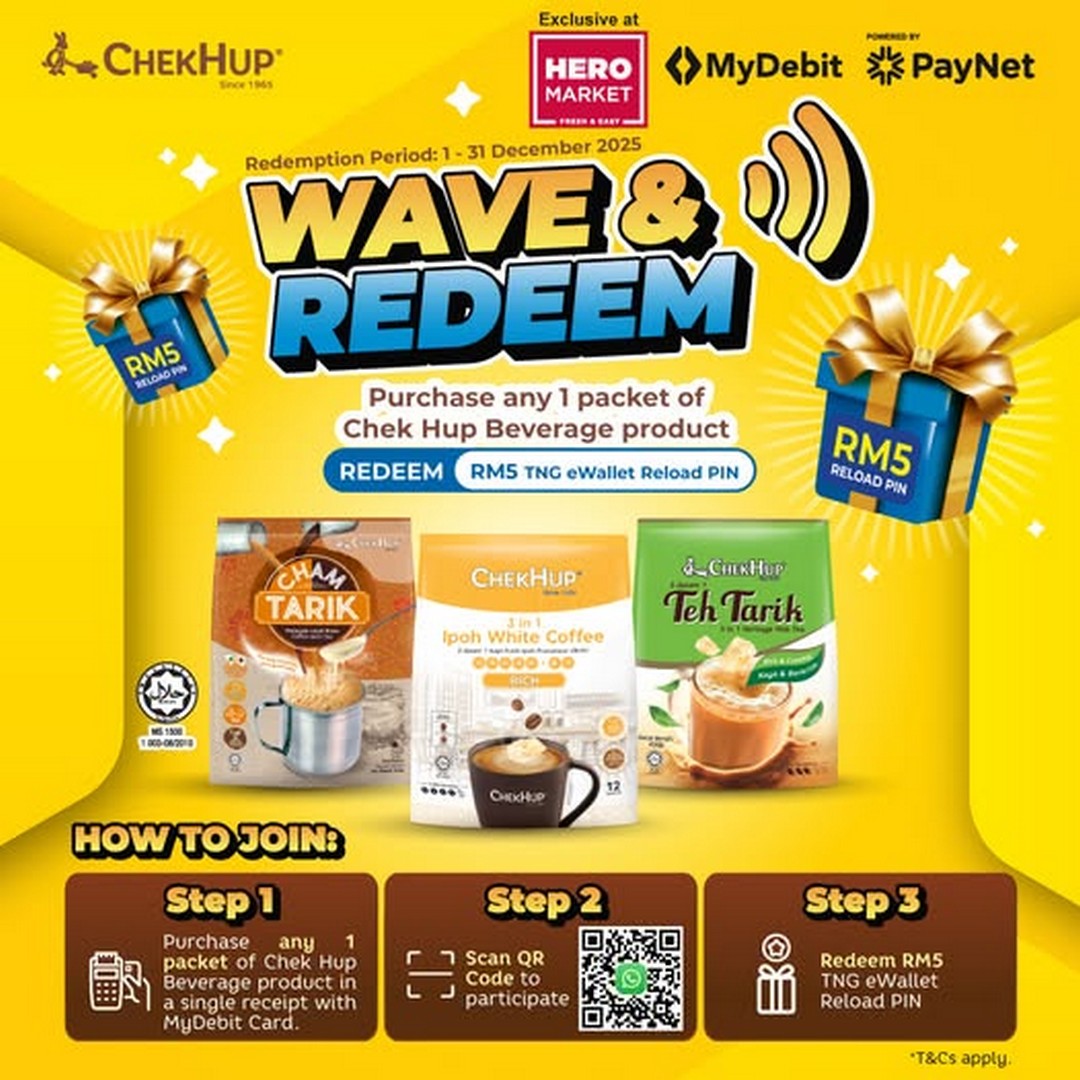 HeroMarket-Chek-Hup-MyDebit-Purchase-Reward 1-31 December 2025: HeroMarket Chek Hup MyDebit Purchase Reward: Year-End Cashback Promotion with RM5 TNG eWallet Reload PIN Giveaway