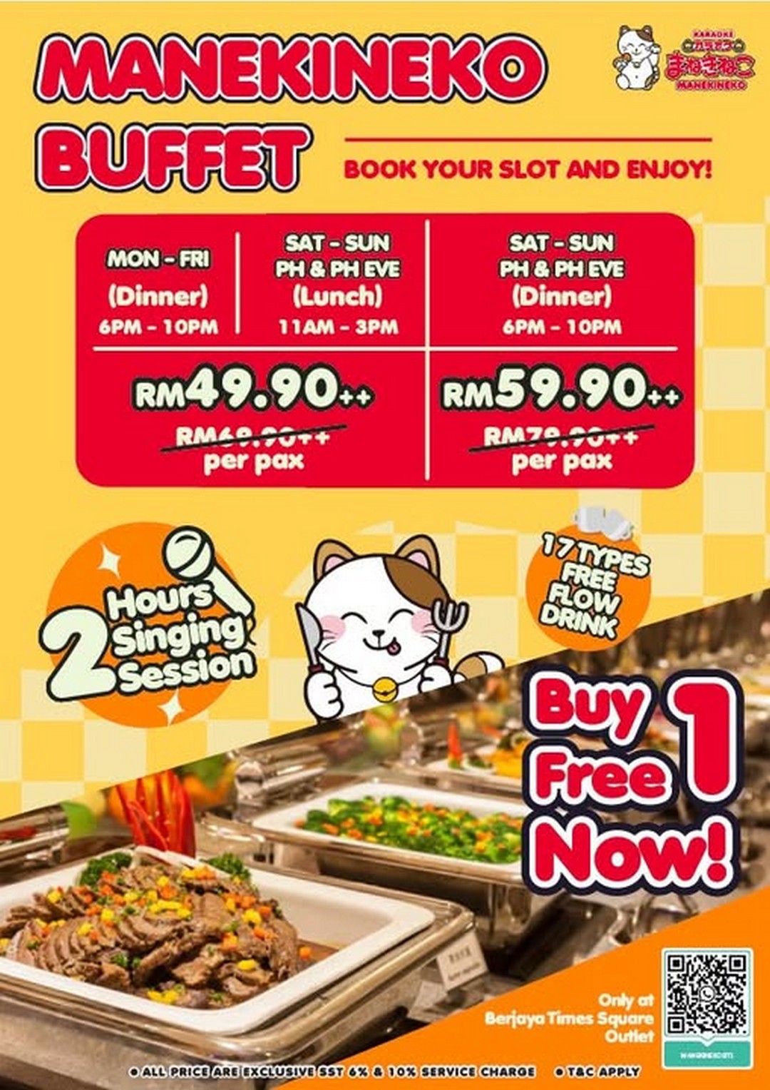 Karaoke-Manekineko-Malaysia-Buy-1-Free-1-Buffet-Promotion 11-19 December 2025: Karaoke Manekineko Malaysia: Buy 1 Free 1 Buffet Promotion at Berjaya Times Square