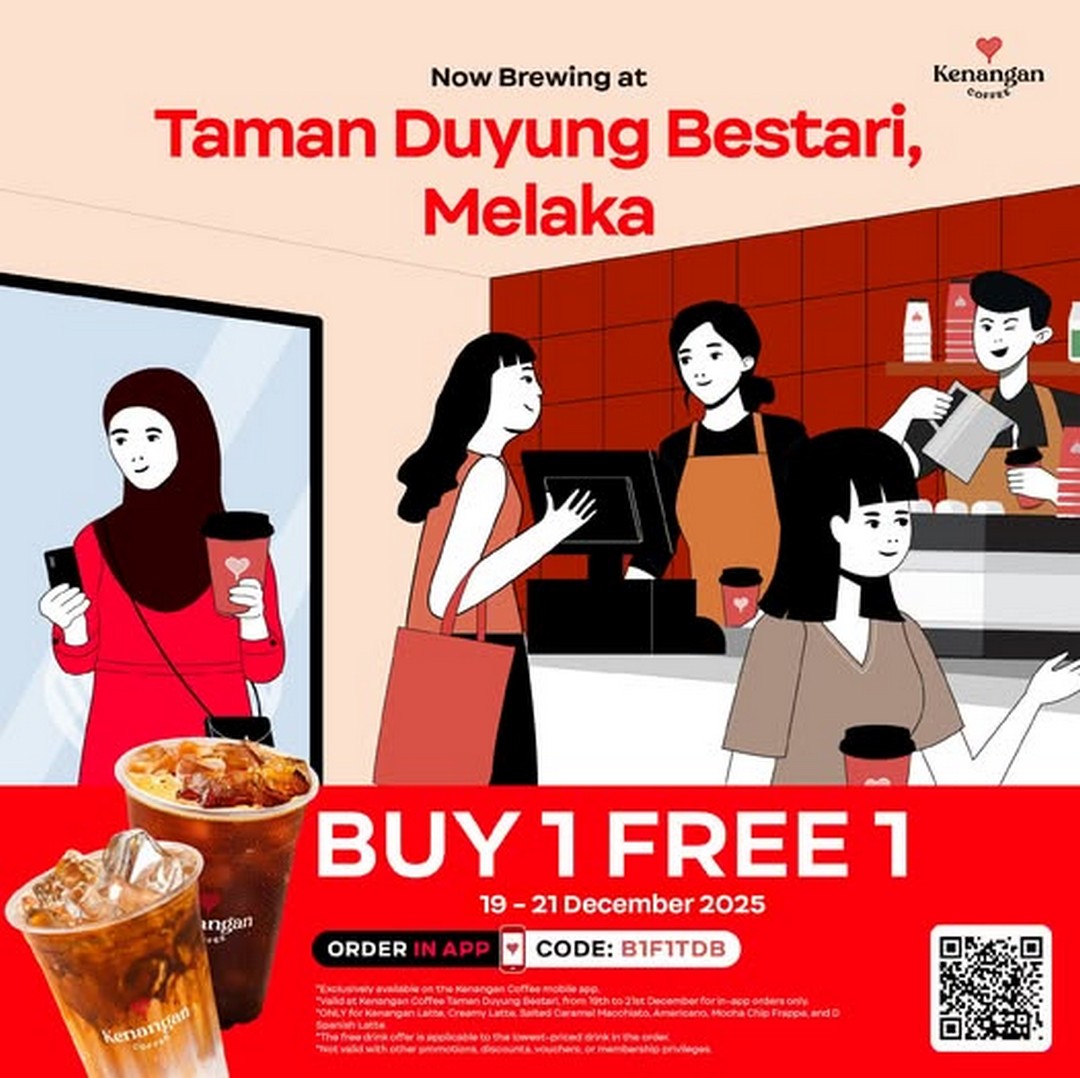 Kenangan-Coffee-Malaysia-Grand-Opening-Promotion 19-21 December 2025: Kenangan Coffee Malaysia: Grand Opening Promotion: Buy 1 Free 1 Coffee Offer at Taman Duyung Bestari