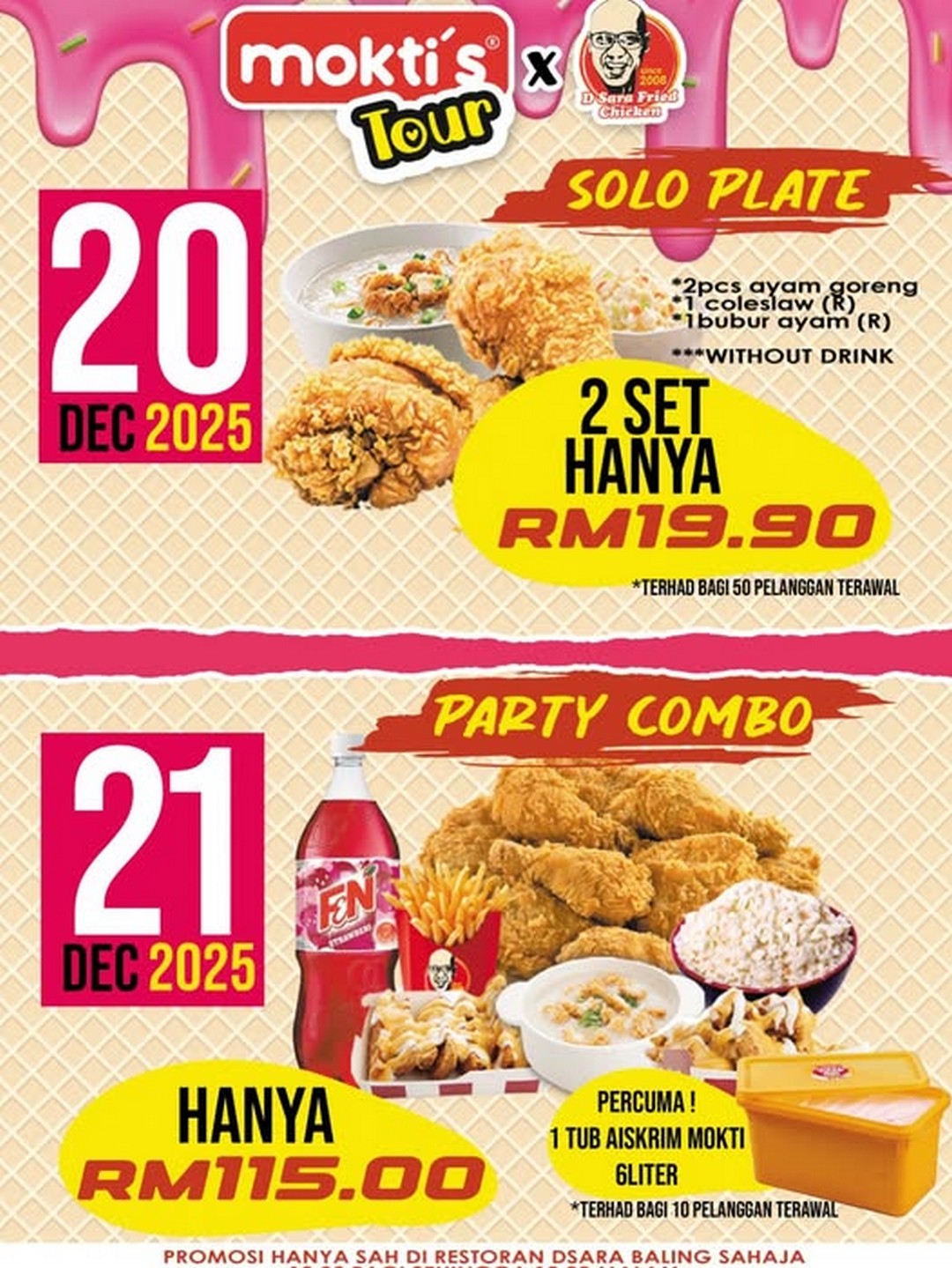 Moktis-Malaysia-x-D-Sara-Fried-Chicken-Limited-Promotion 20-21 December 2025: Mokti’s Malaysia x D Sara Fried Chicken: Limited Promotion, Exclusive Deals on Plates & Party Combos