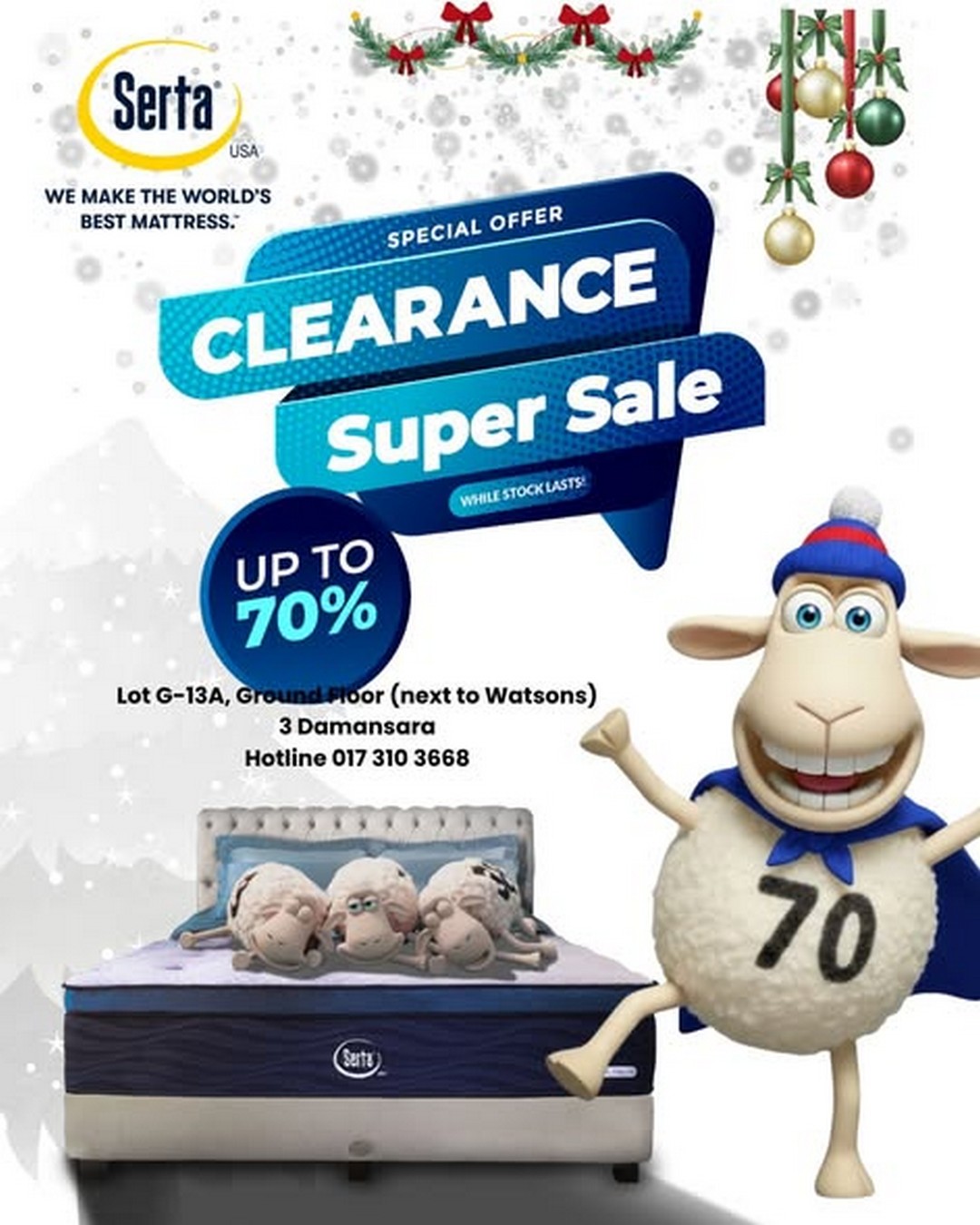 Serta-Malaysia-Christmas-Clearance-Super-Sale 4 December 2025 Onward: Serta Malaysia: Christmas Clearance Super Sale: Premium Mattresses at Up to 70% Off