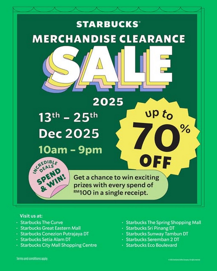 Starbucks-Malaysia-Merchandise-Clearance-Sale-with-Up-to-70-Of 13-25 December 2025: Starbucks Malaysia: Merchandise Clearance Sale with Up to 70% Off and Exciting Prizes