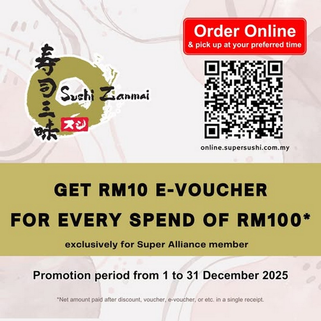 Sushi-Zanmai-Malaysia-RM10-E-Voucher-Promotion 1-31 December 2025: Sushi Zanmai Malaysia: RM10 E-Voucher Promotion for Super Alliance Members