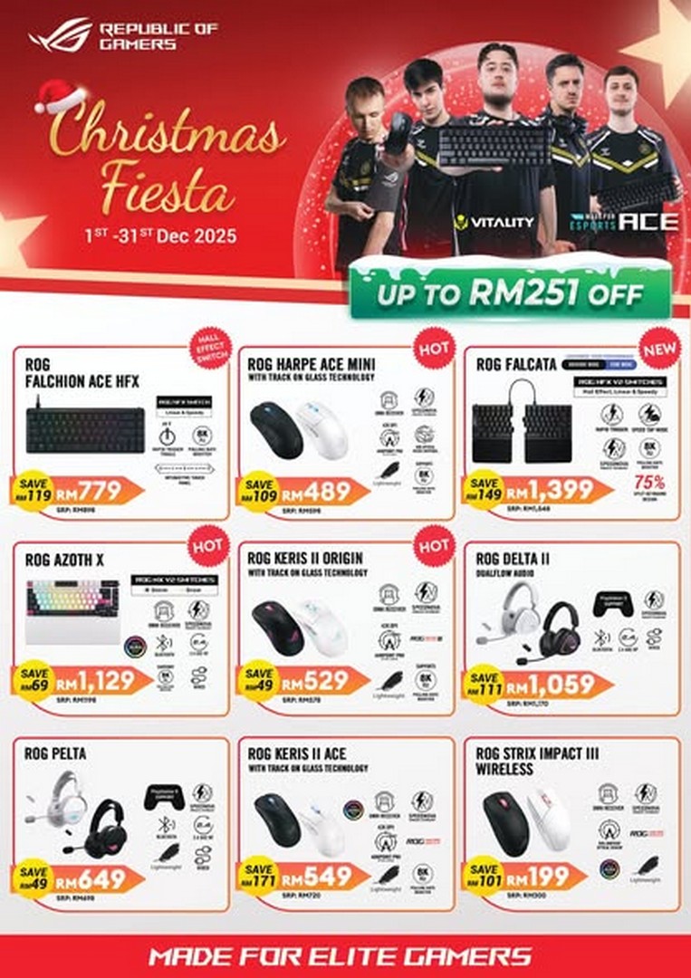 TMT-Malaysia-Christmas-Gaming-Gear-Promotion Now till 31 December 2025: TMT Malaysia: Christmas Gaming Gear Promotion: Up to RM251 Off ASUS ROG Keyboards, Mice, Headsets, Earbuds, and Mics