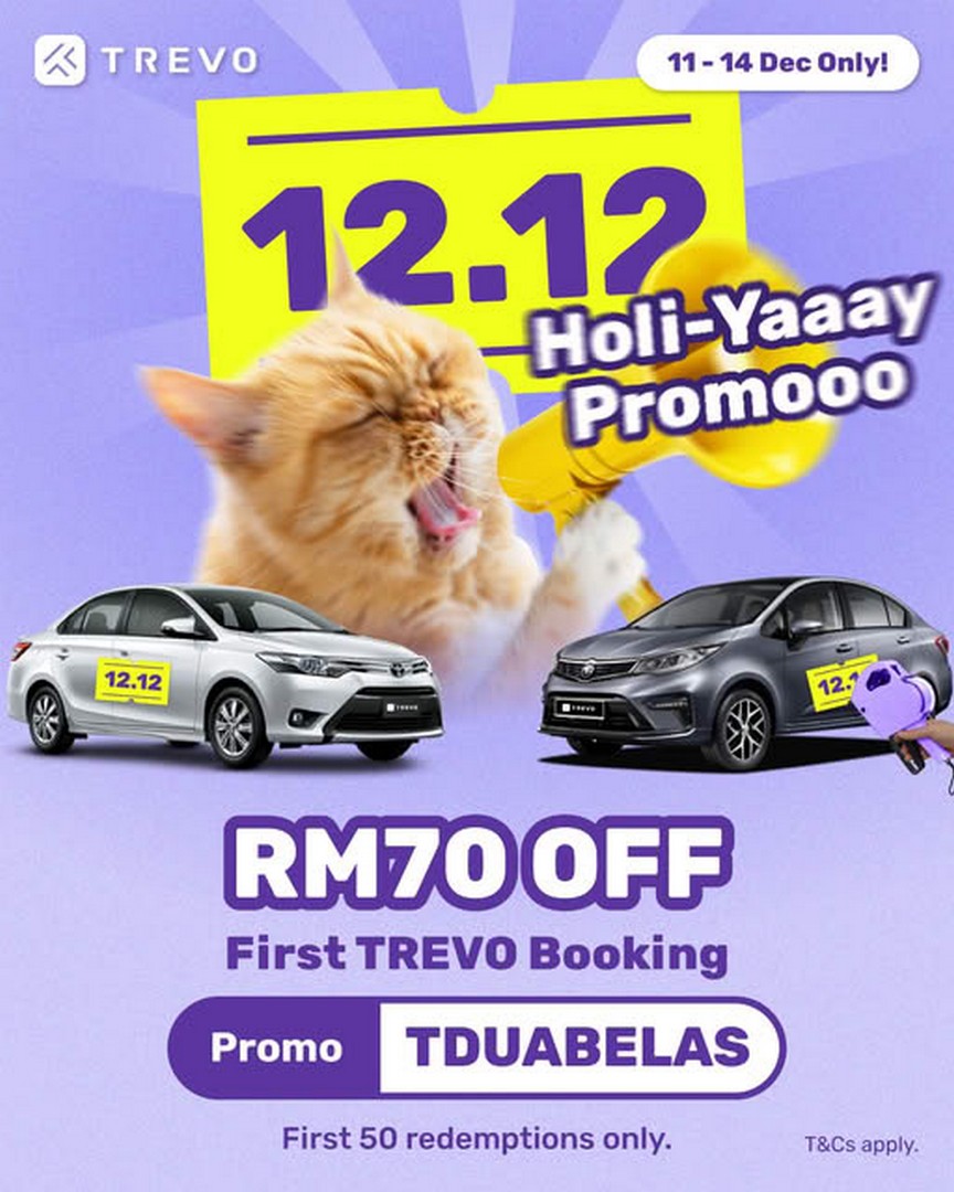 TREVO-Malaysia-RM70-Off-First-Booking-Promo 11-14 December 2025: TREVO Malaysia: RM70 Off First Booking Promo: Car Rental Promotion for New Users