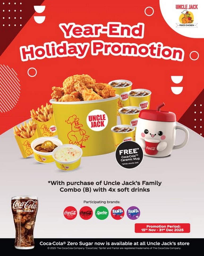 Uncle-Jacks-x-Coca-Cola-Year-End-Holiday-Promotion 15 November-31 December 2025: Uncle Jack's x Coca-Cola: Year-End Holiday Promotion with Free Collectible Mug