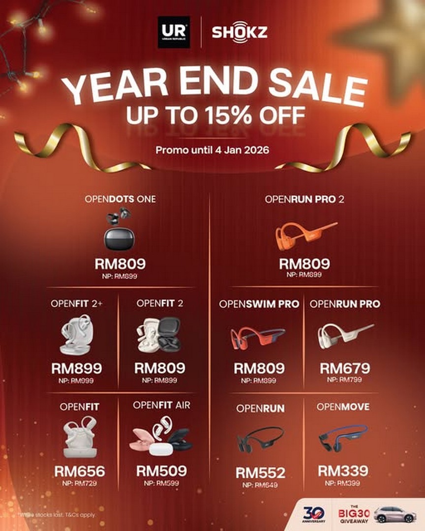 Urban-Republic-Shokz-Audio-Devices-Promotion Now till 4 January 2025: Urban Republic: Shokz Audio Devices Promotion: Enjoy Up to 15% Off & Stand a Chance to Win Big