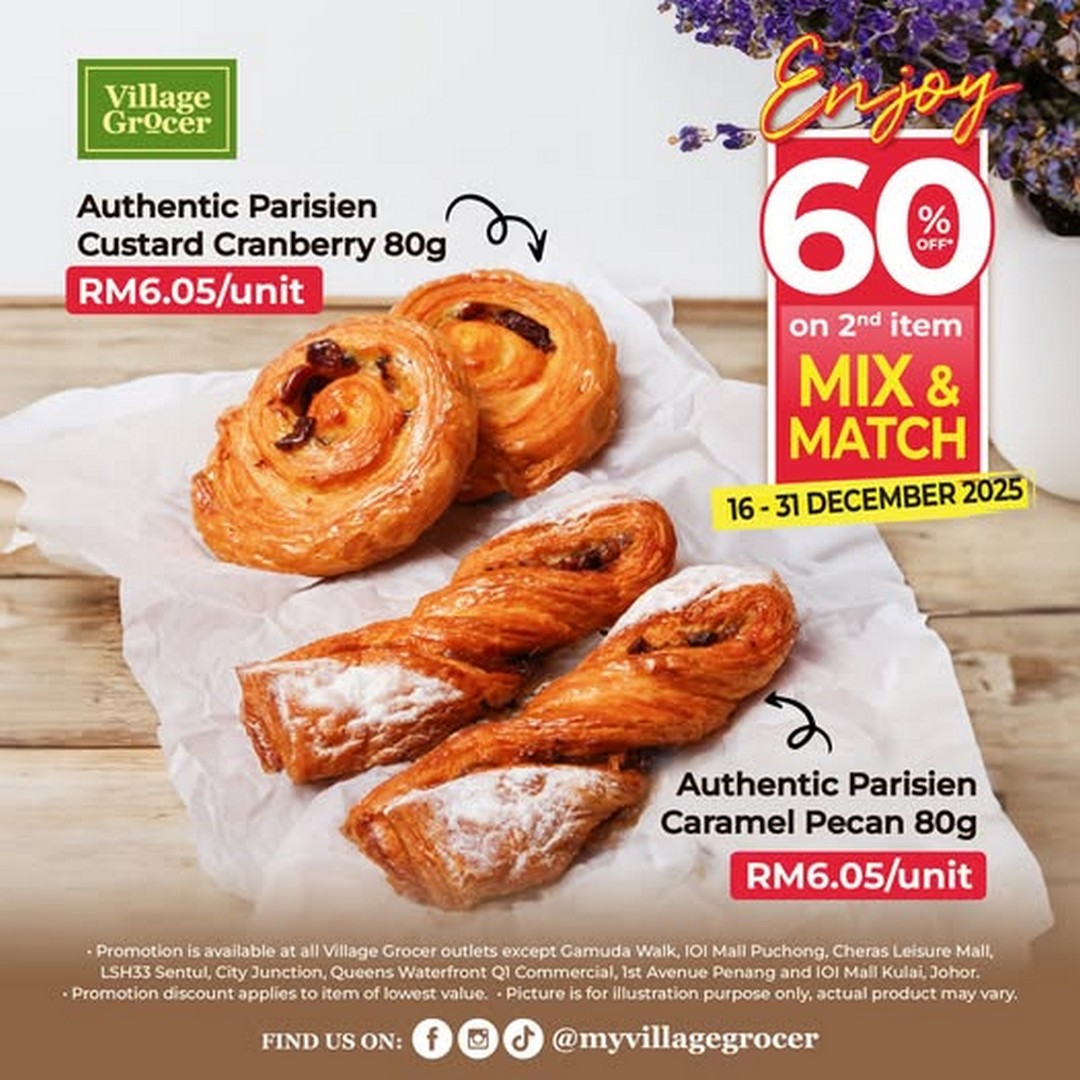 Village-Grocer-Bakery-2nd-Item-60-OFF-Promotion 16-31 December 2025: Village Grocer: Bakery 2nd Item 60% OFF Promotion – Grab Your Favourite Baked Treats Now