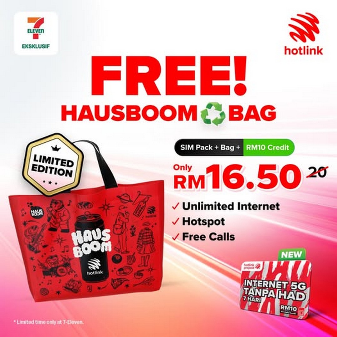 7-Eleven-Malaysia-Hotlink-SIM-Pack-Deal 23 January 2026 onwards: 7-Eleven Malaysia: Hotlink SIM Pack Deal with Free Limited Edition Hausboom Bag Promotion