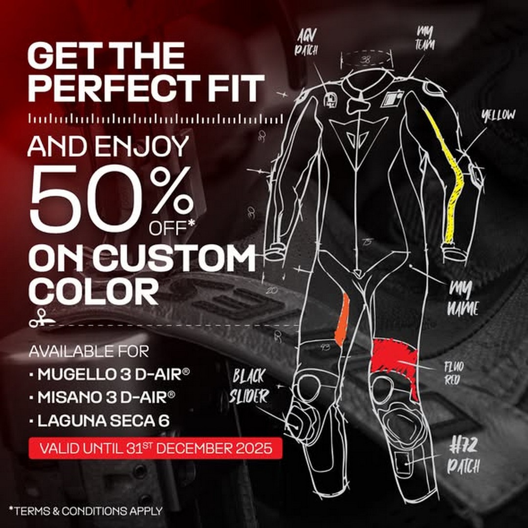 Dainese-Malaysia-Custom-Fit-Racing-Suit-Promotion-1 Now till 31 January 2026: Dainese Malaysia: Custom Fit Racing Suit Promotion: 50% Off Custom Colour + Free D-Rig 2 Wheeled Bag