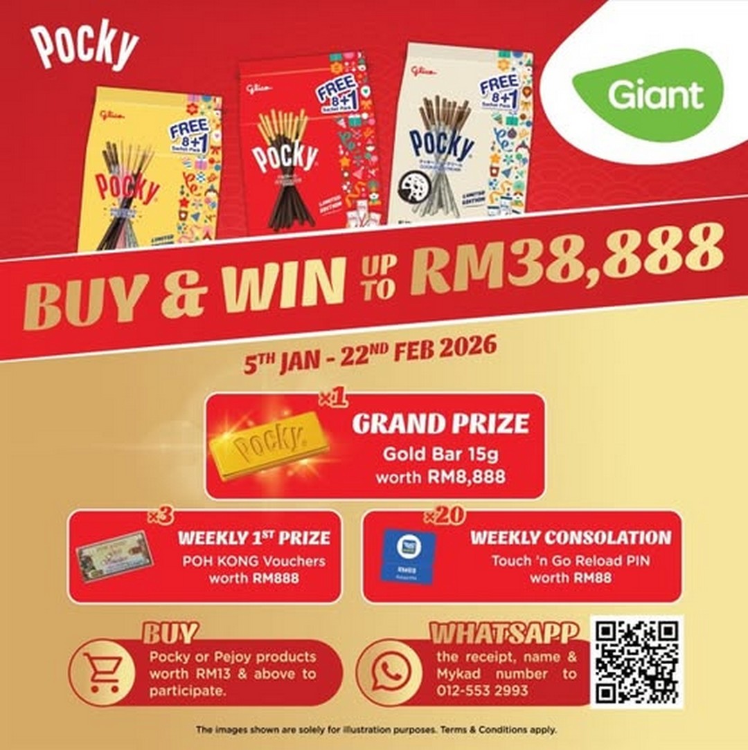 Giant-Malaysia-Pocky-Share-Pack-8-1-FREE-Sachet-Chinese-New-Year 5 January–22 February 2026: Giant Malaysia: Pocky Share Pack 8 + 1 FREE Sachet Chinese New Year Promotion at Selected Stores