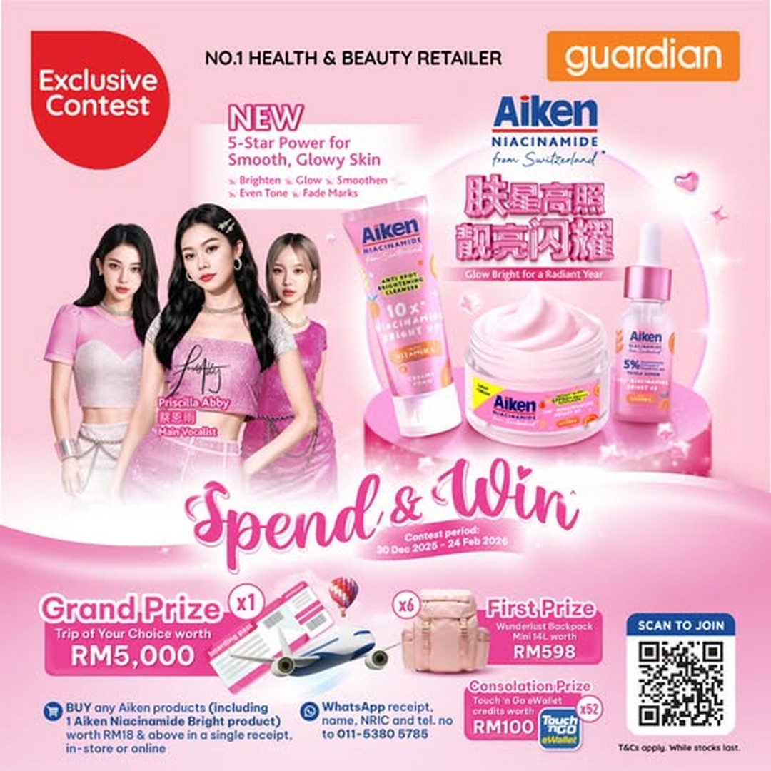 Guardian-Malaysia-Aiken-Niacinamide-Bright-Range 30 December 2025-24 February 2026: Guardian Malaysia: Aiken Niacinamide Bright Range – Spend & Win Promotion