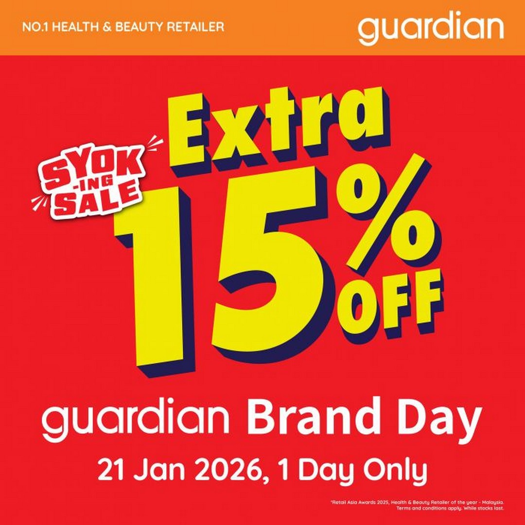 Guardian-Malaysia-Brand-Day-Sale 21 January 2026: Guardian Malaysia: Brand Day Sale – Extra 15% OFF Storewide Items