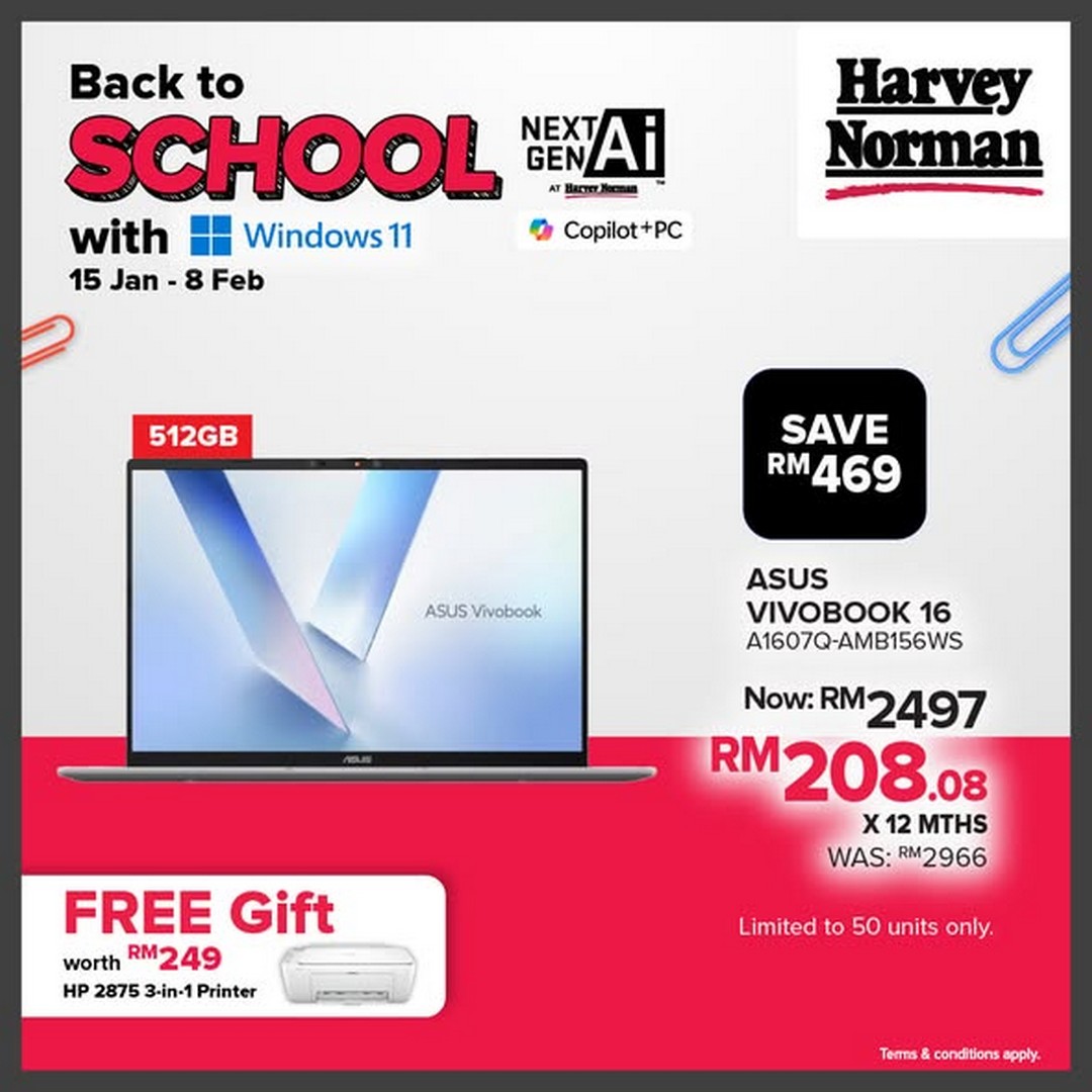Harvey-Norman-Malaysia-Free-Printer-Giveaway-with-Laptop-Purchase-2 15 January-8 February 2026: Harvey Norman Malaysia: Free Printer Giveaway with Laptop Purchase for Students Promotion