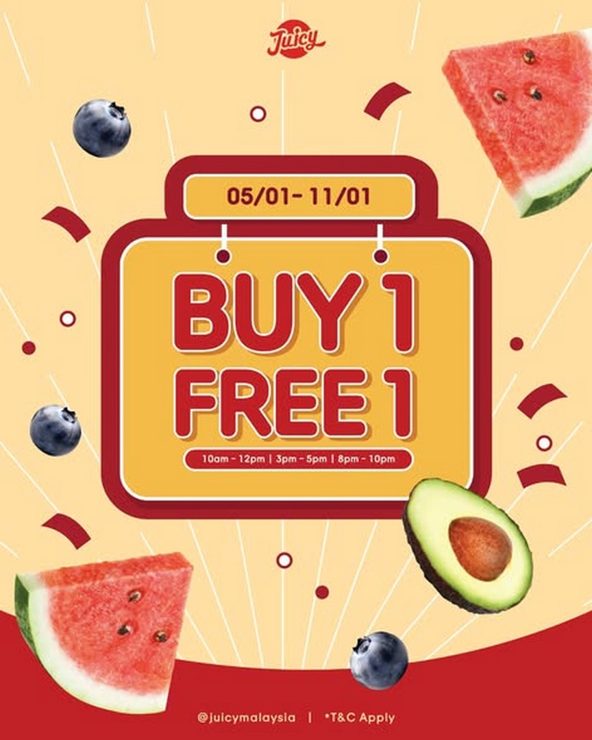 JUICY-Malaysia-New-Outlet-Relocation-Celebratio-1 5–18 January 2026: JUICY Malaysia New Outlet Relocation Celebration – Buy 1 Free 1 Promotion & RM5 Watermelon Juice Special at GR-11