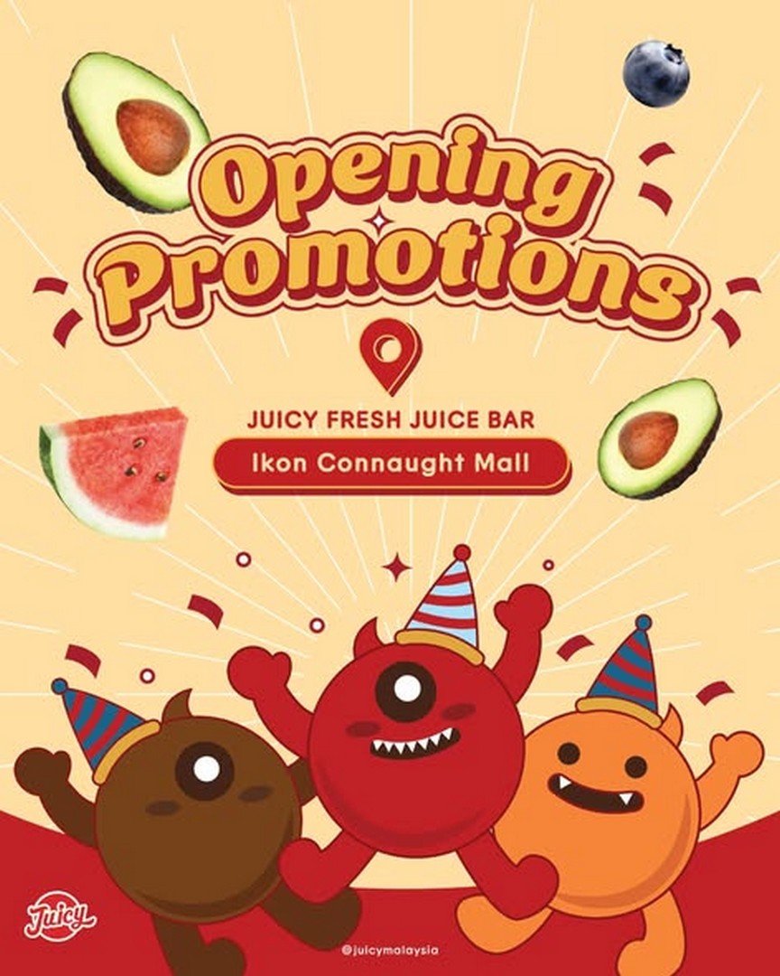 JUICY-Malaysia-New-Outlet-Relocation-Celebratio 5–18 January 2026: JUICY Malaysia New Outlet Relocation Celebration – Buy 1 Free 1 Promotion & RM5 Watermelon Juice Special at GR-11